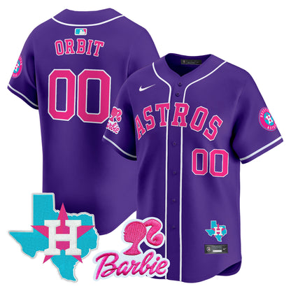 Unisex Astros Barbie Patch Vapor Premier Limited Jersey - All Stitched