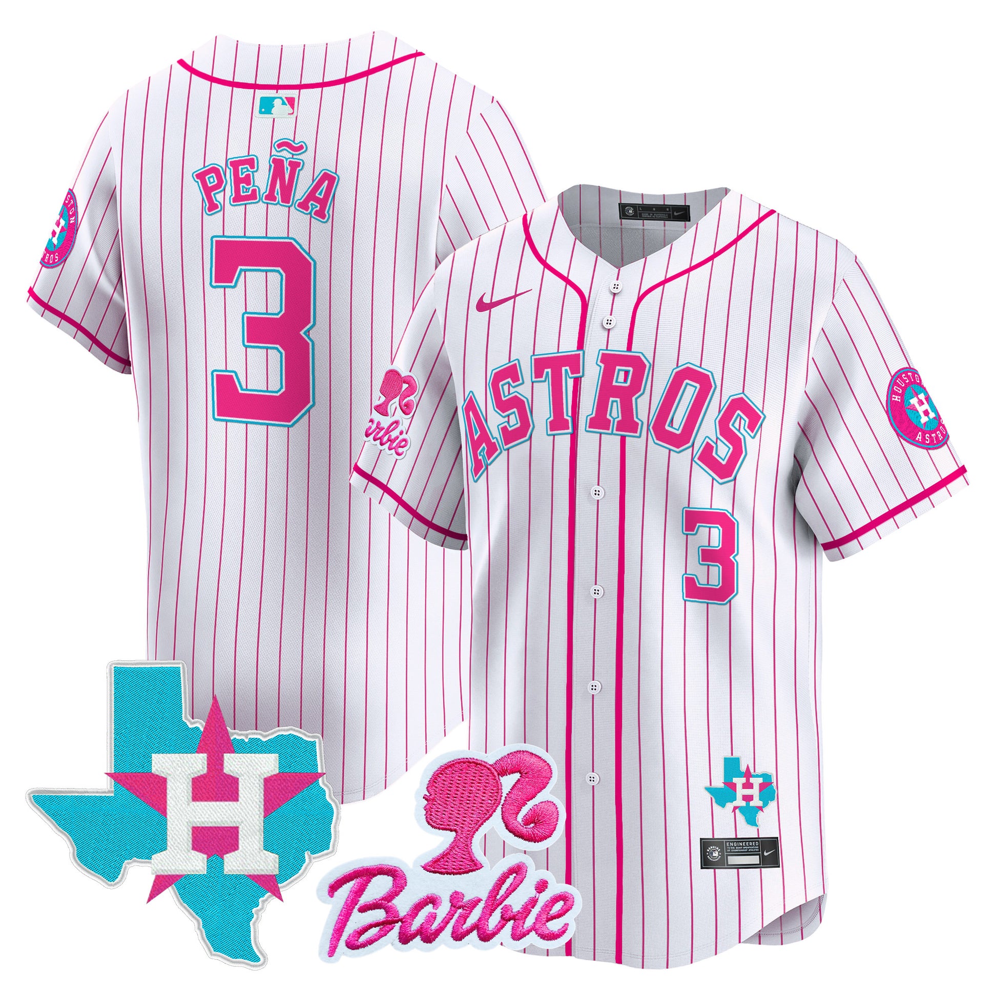 Unisex Astros Barbie Patch Vapor Premier Limited Jersey - All Stitched