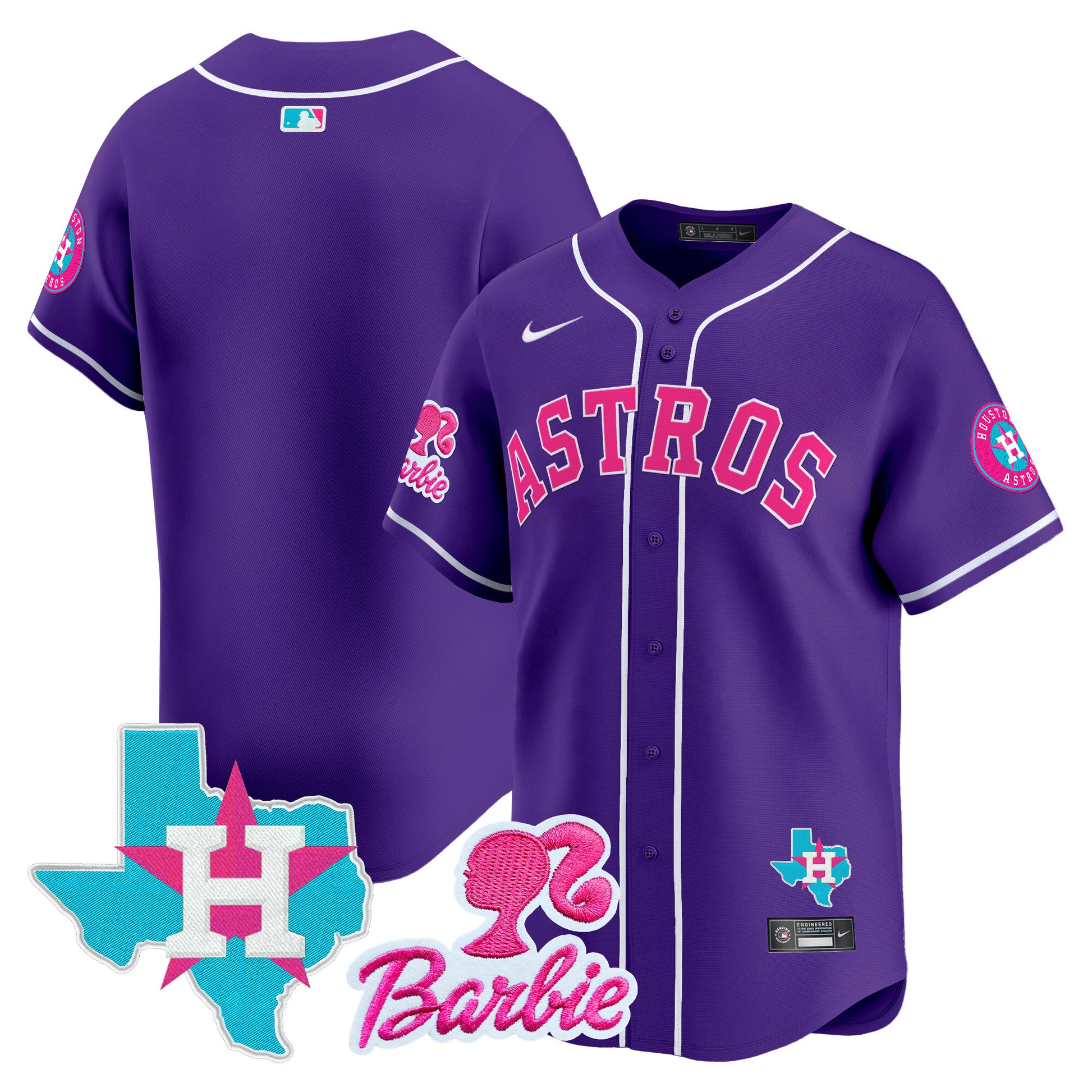 Unisex Astros Barbie Patch Vapor Premier Limited Jersey - All Stitched