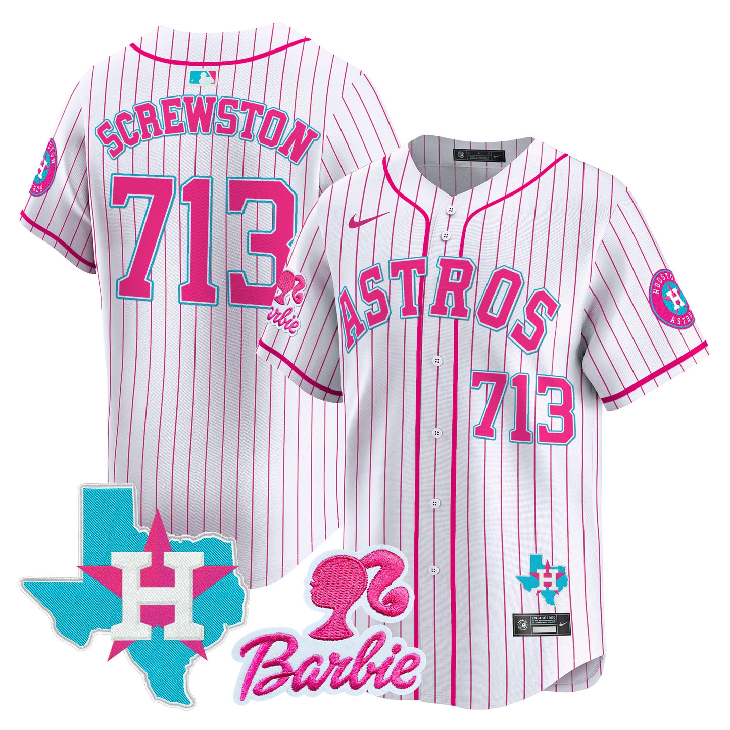 Unisex Astros Barbie Patch Vapor Premier Limited Jersey - All Stitched