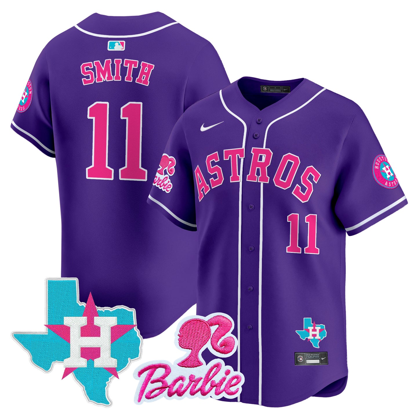 Unisex Astros Barbie Patch Vapor Premier Limited Jersey - All Stitched