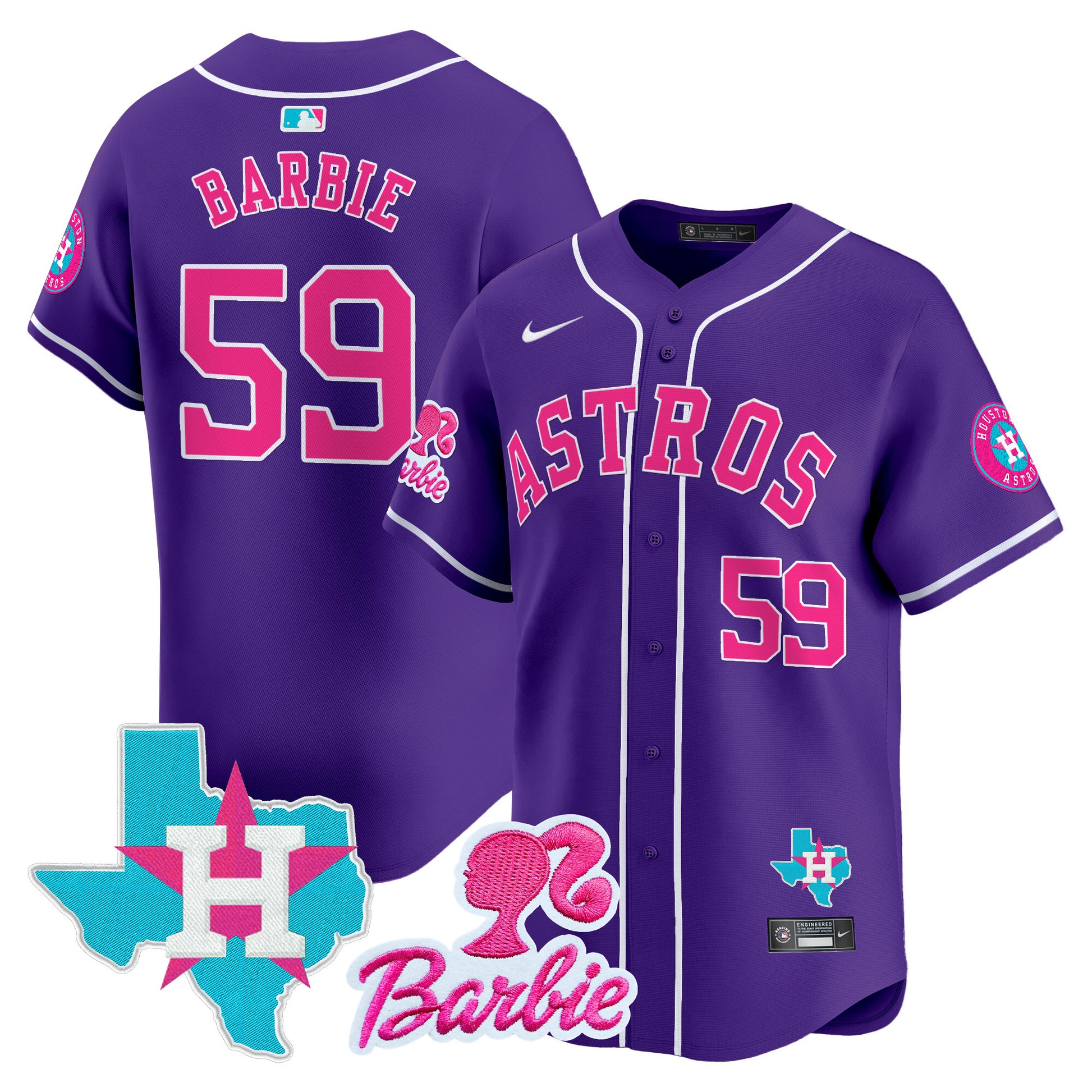 Unisex Astros Barbie Patch Vapor Premier Limited Jersey - All Stitched