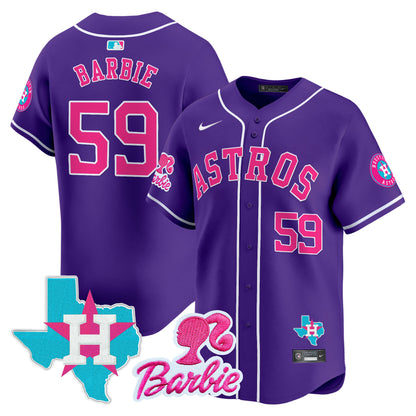 Unisex Astros Barbie Patch Vapor Premier Limited Jersey - All Stitched