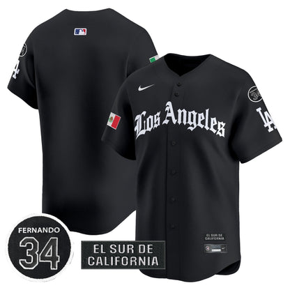 Men's Dodgers Mexico 2025 LA Gothic Style Patch Vapor Premier Limited Jersey - All Stitched