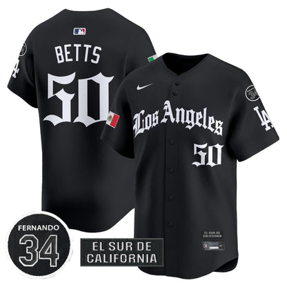 Men's Dodgers Mexico 2025 LA Gothic Style Patch Vapor Premier Limited Jersey - All Stitched