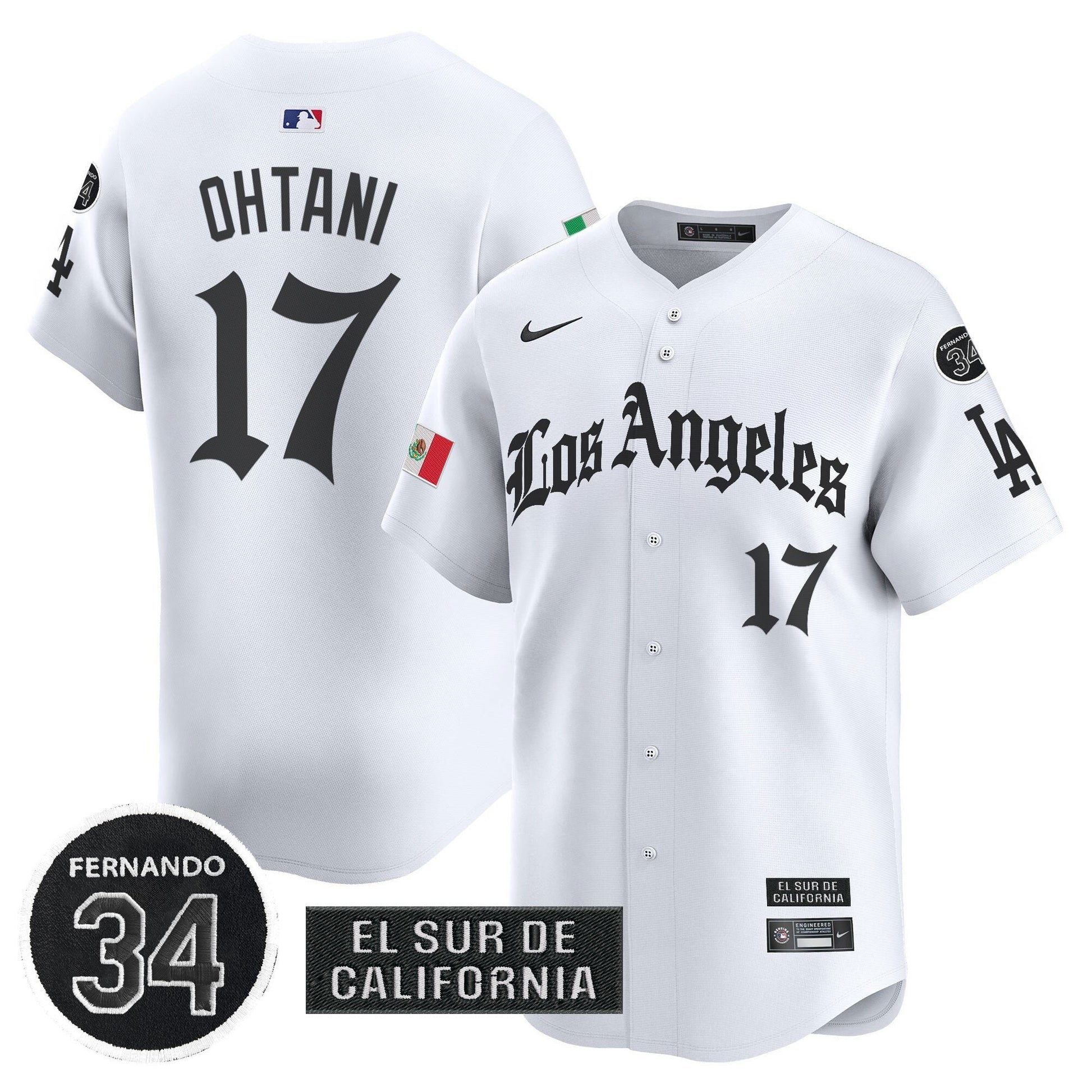 Men's Dodgers Mexico 2025 LA Gothic Style Patch Vapor Premier Limited Jersey - All Stitched