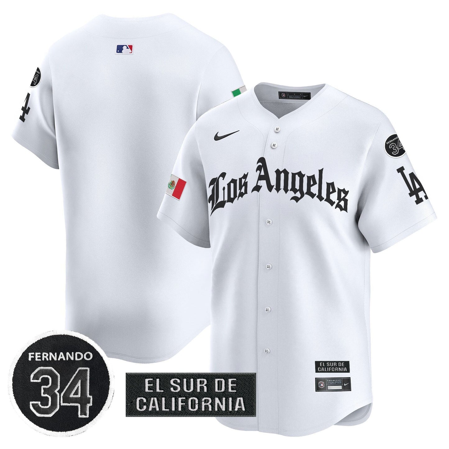 Men's Dodgers Mexico 2025 LA Gothic Style Patch Vapor Premier Limited Jersey - All Stitched