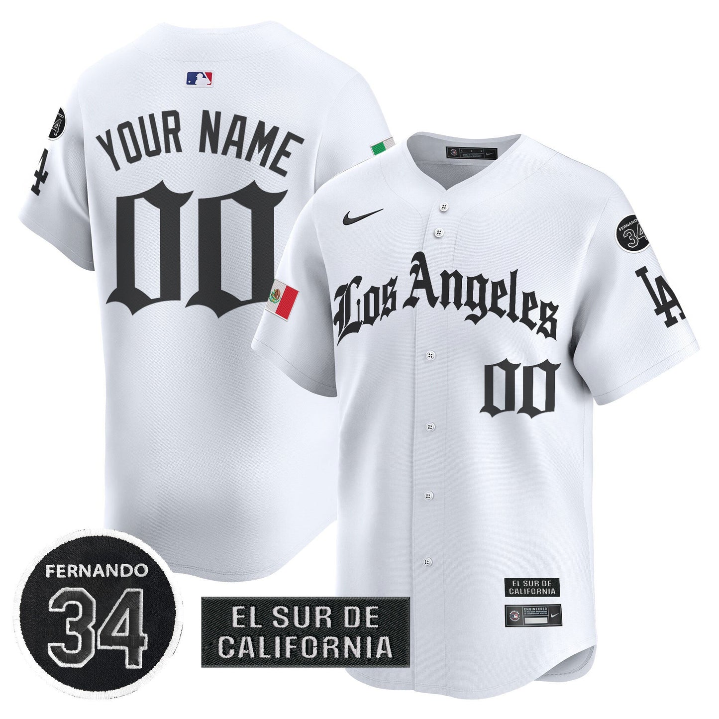 Dodgers Mexico 2025 LA Gothic Style Patch Vapor Premier Limited Custom Jersey - All Stitched