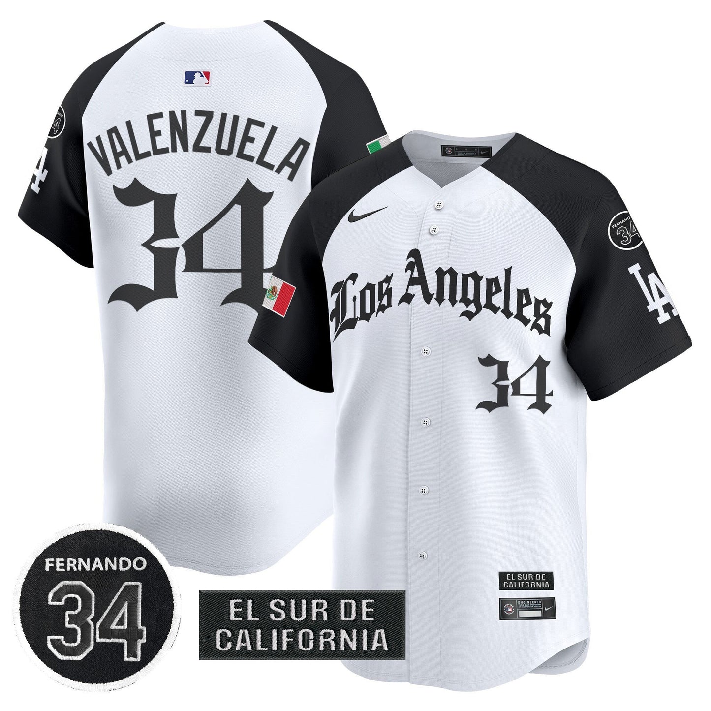 Men's Dodgers Mexico 2025 LA Gothic Style Patch Vapor Premier Limited Jersey - All Stitched
