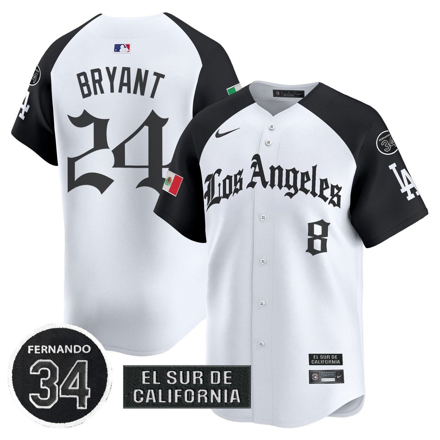 Men's Dodgers Mexico 2025 LA Gothic Style Patch Vapor Premier Limited Jersey - All Stitched