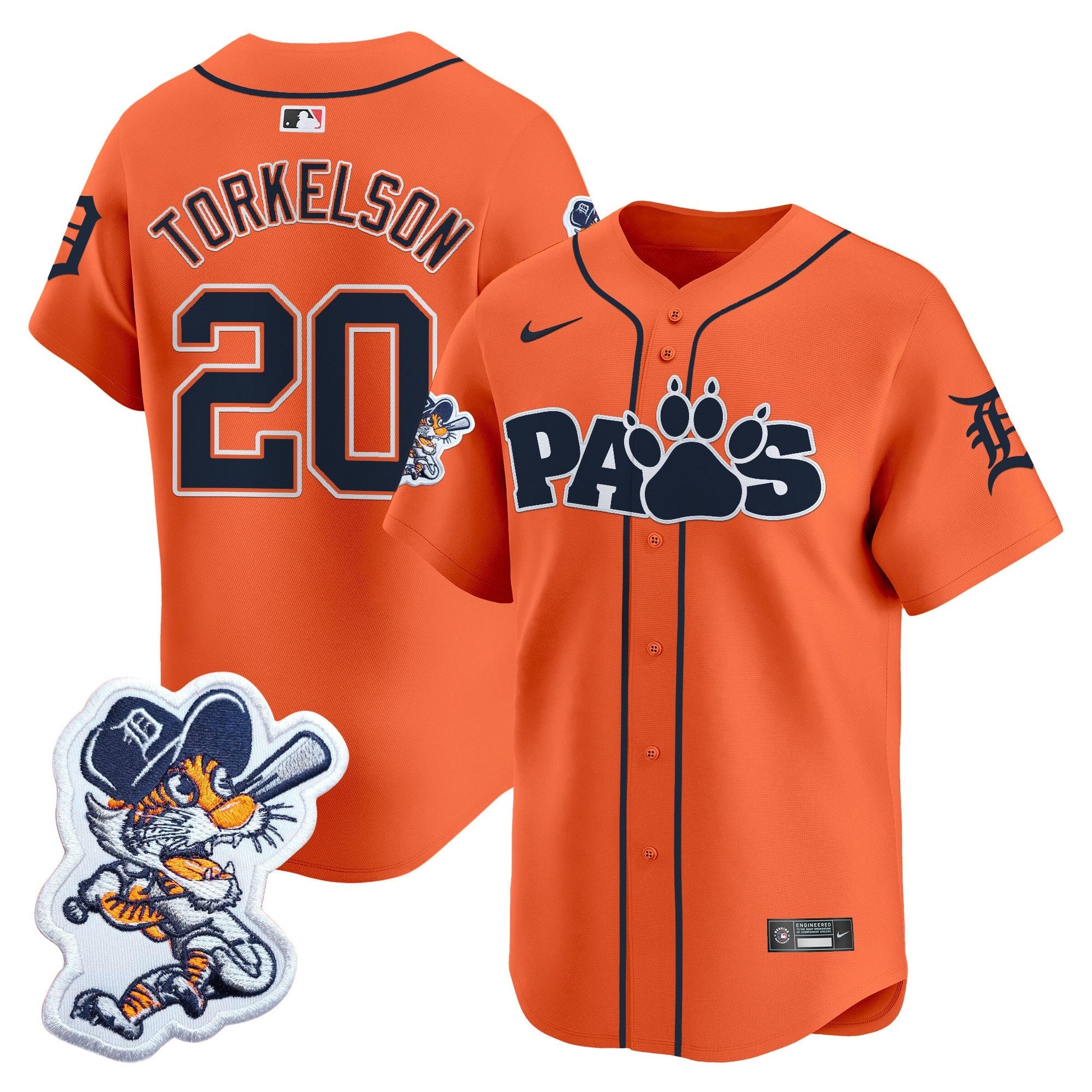 Detroit Tigers Paws Patch Vapor Premier Limited Jersey V2 - All Stitched