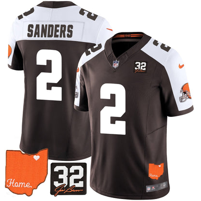 Men's Browns #32 Jim Brown Memorial & Home Patch Vapor Limited Jersey - All Stitched