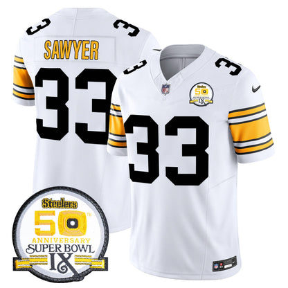 Men's Steelers 50th Anniversary Of Super Bowl IX Patch Vapor Limited Jersey - All Stitched