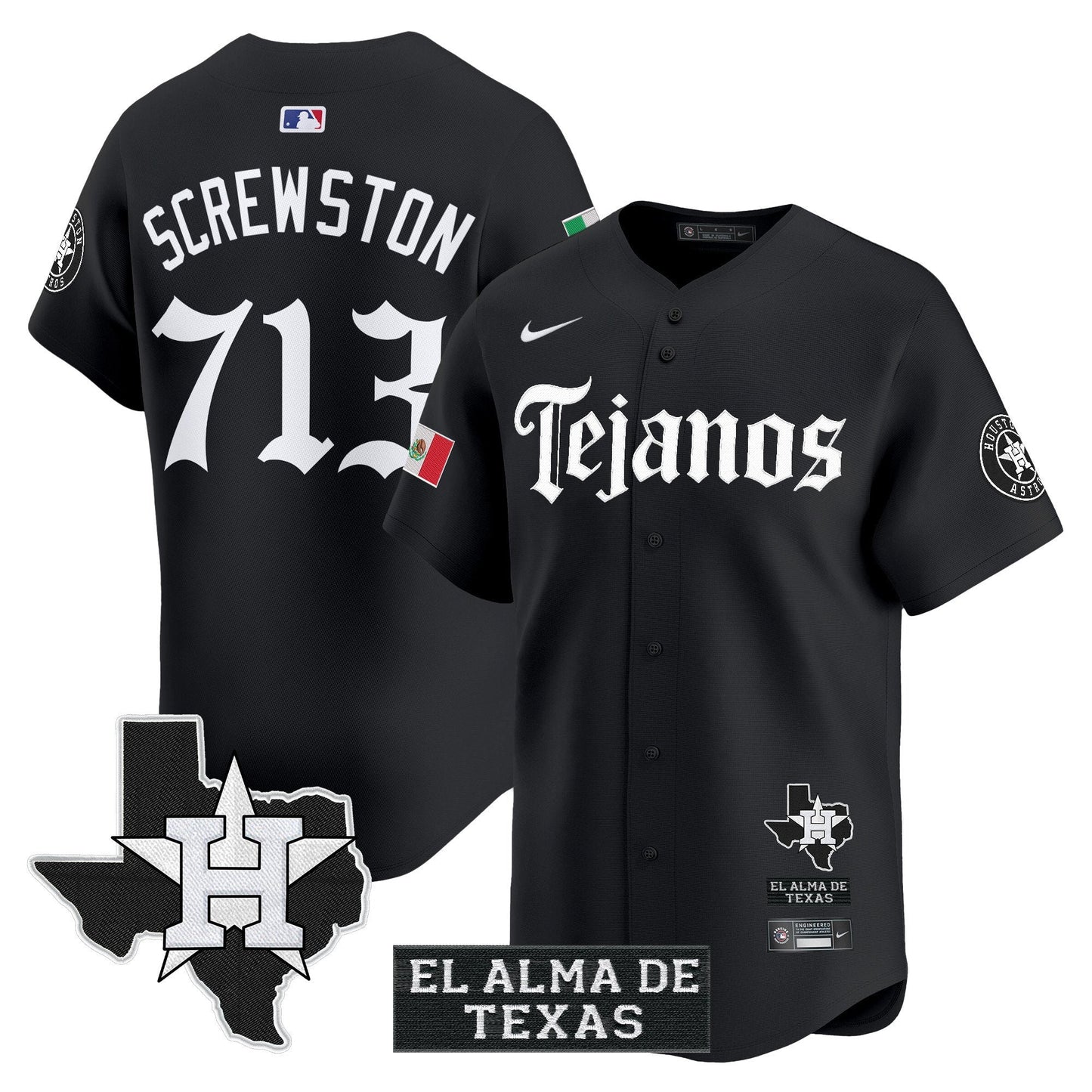Men's Houston Astros Mexico Tejano Barrio Style Vapor Premier Limited Jersey - All Stitched