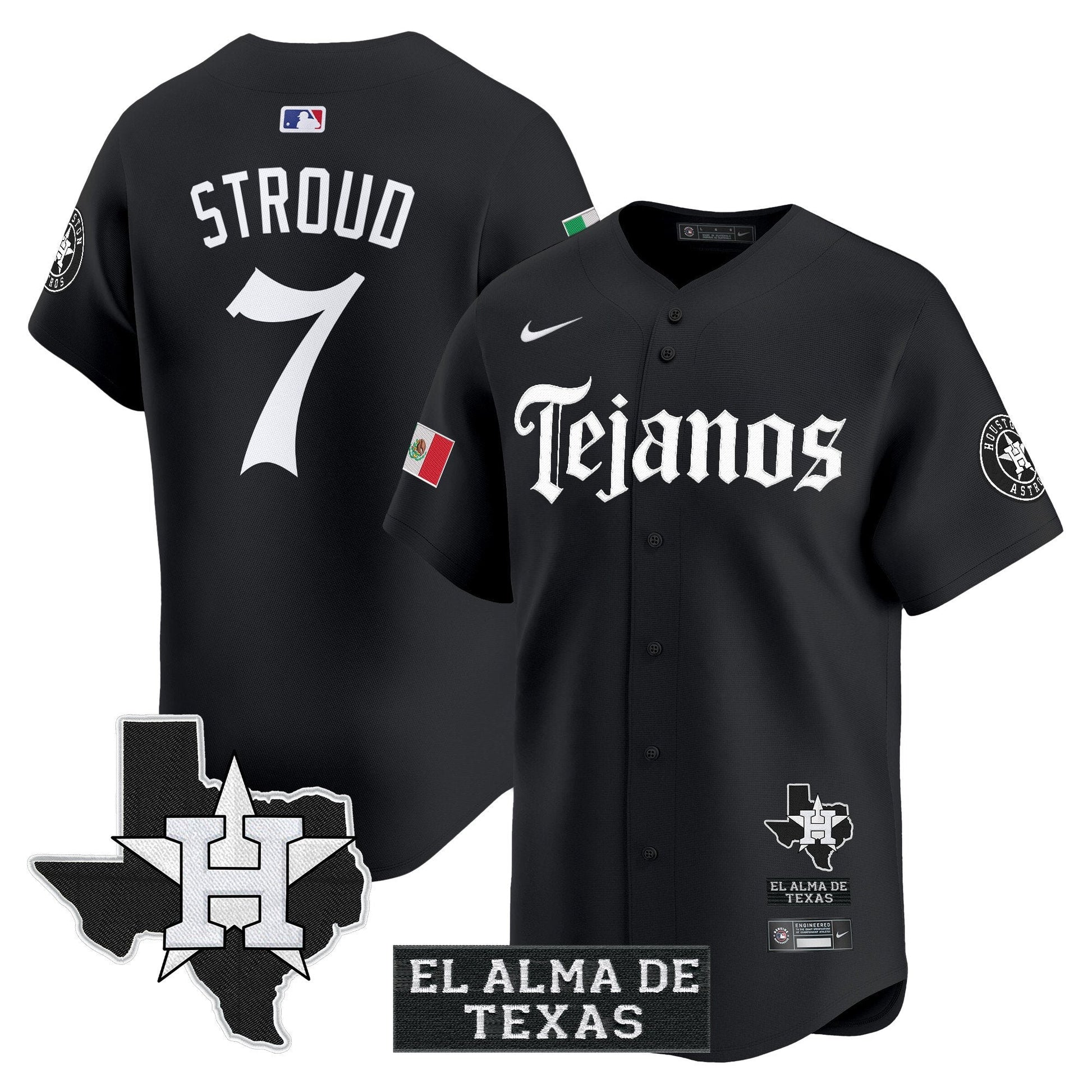Men's Houston Astros Mexico Tejano Barrio Style Vapor Premier Limited Jersey - All Stitched