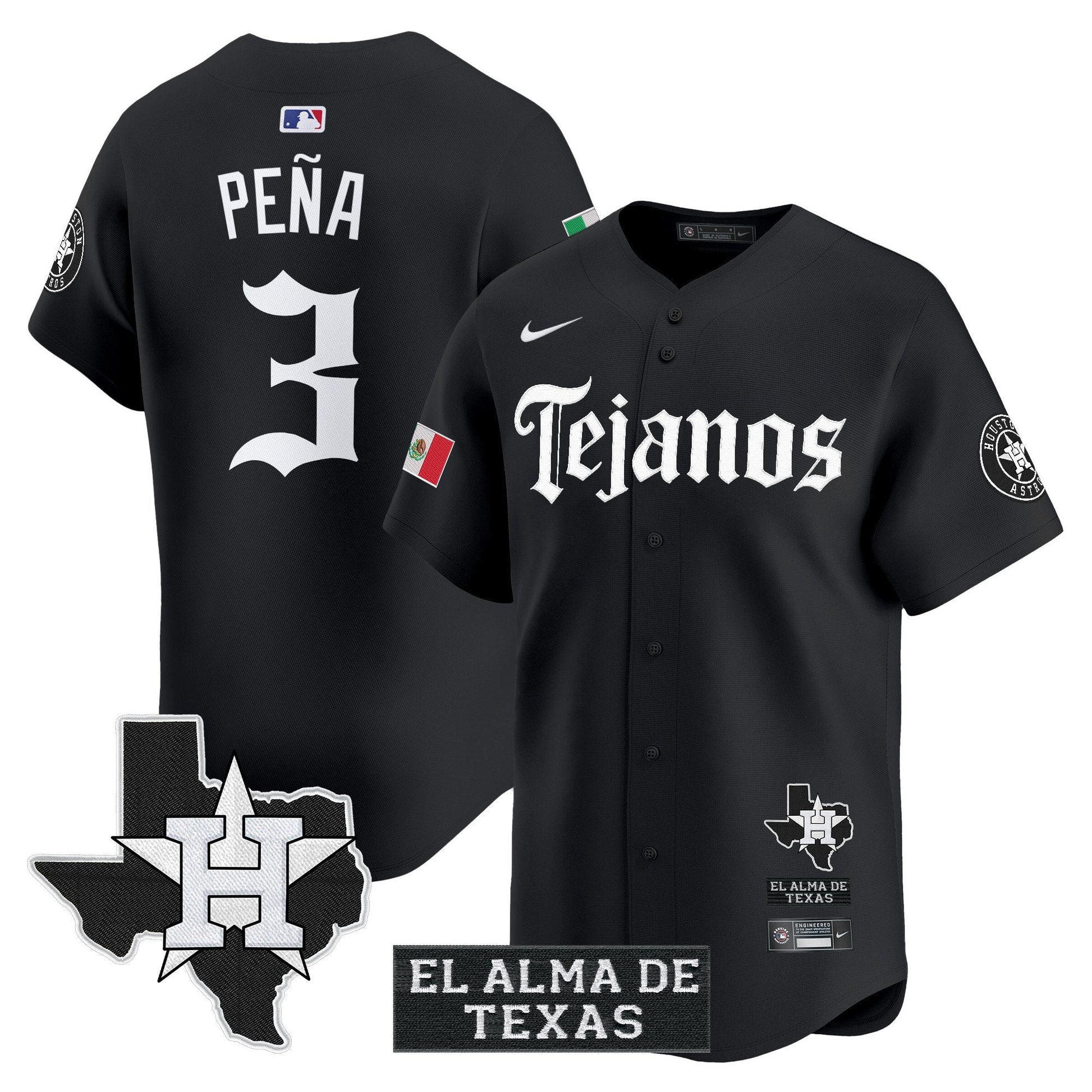 Men's Houston Astros Mexico Tejano Barrio Style Vapor Premier Limited Jersey - All Stitched