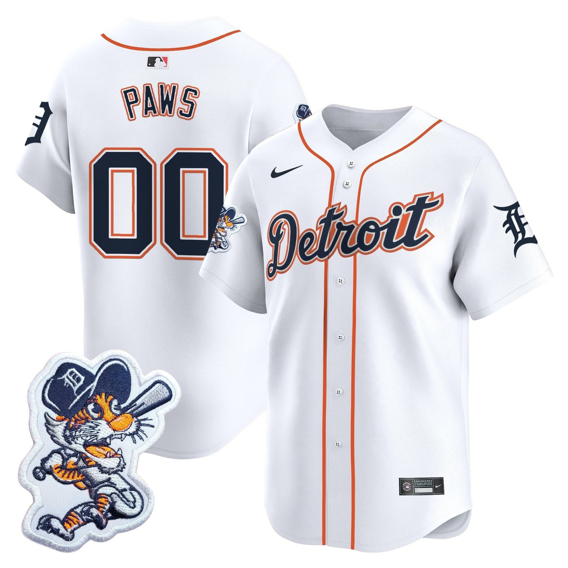 Men's Detroit Tigers Paws Patch Vapor Premier Limited Jersey - All Stitched