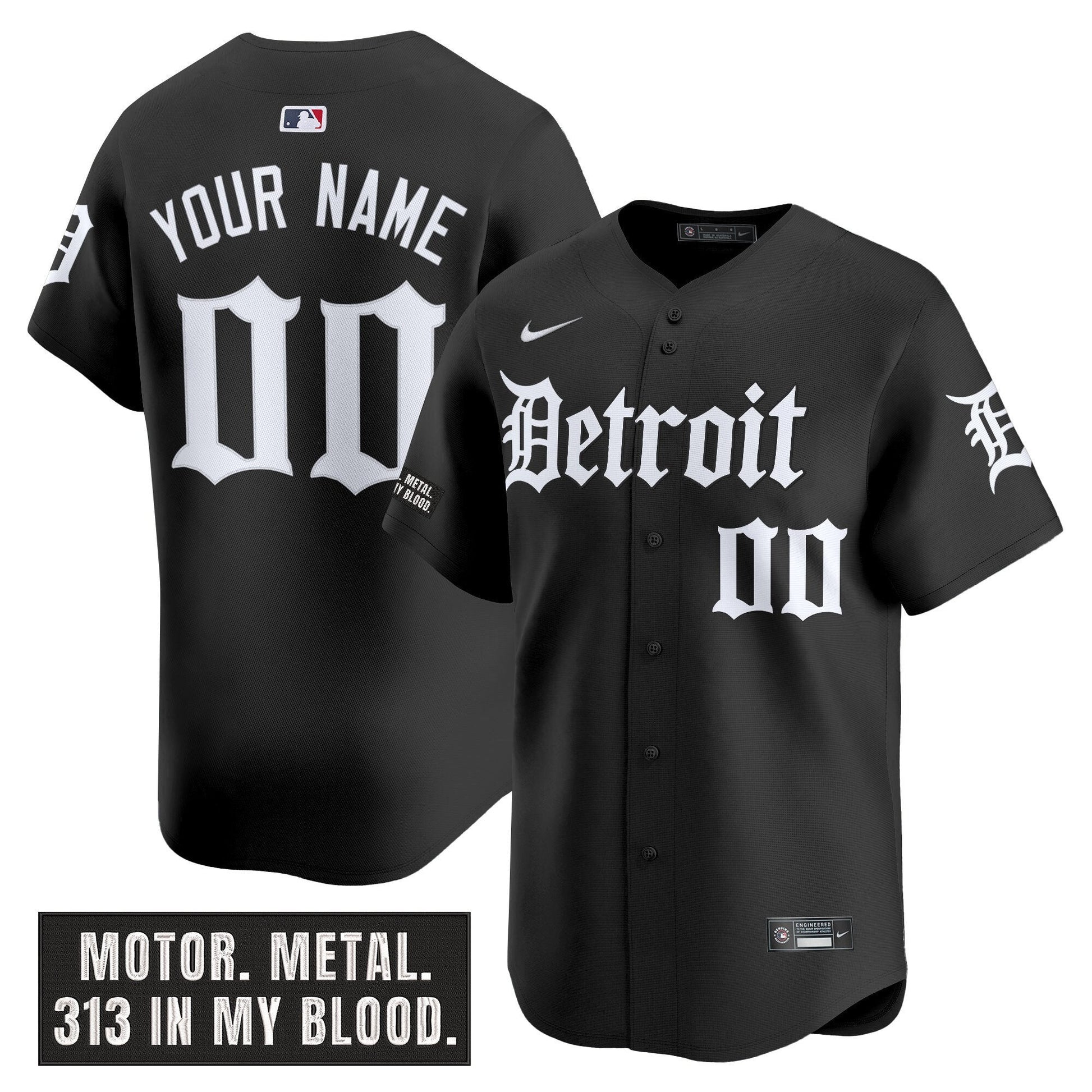 Detroit Tigers 'Motor Gothic Edition' Vapor Premier Limited Custom Jersey - All Stitched