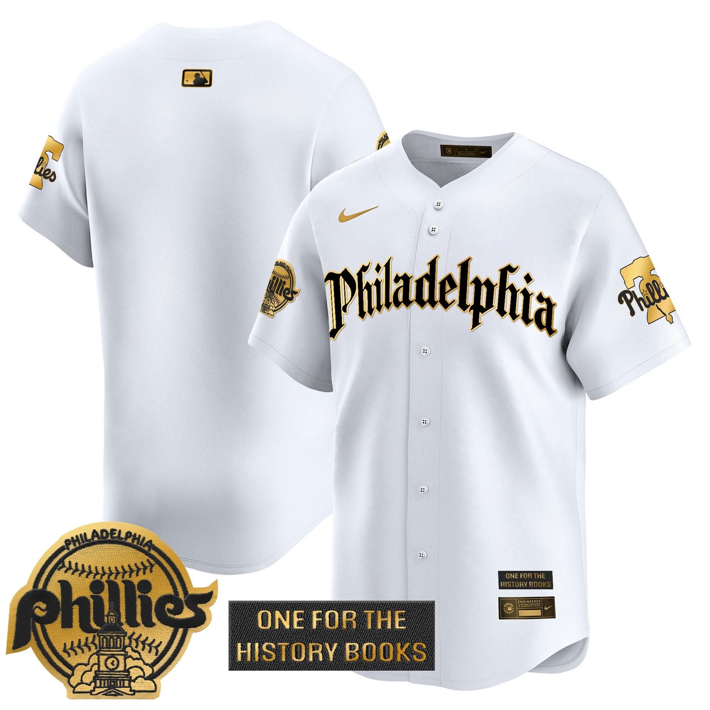 Phillies 'Retro Newspaper Edition' Gold Vapor Premier Limited Jersey - All Stitched