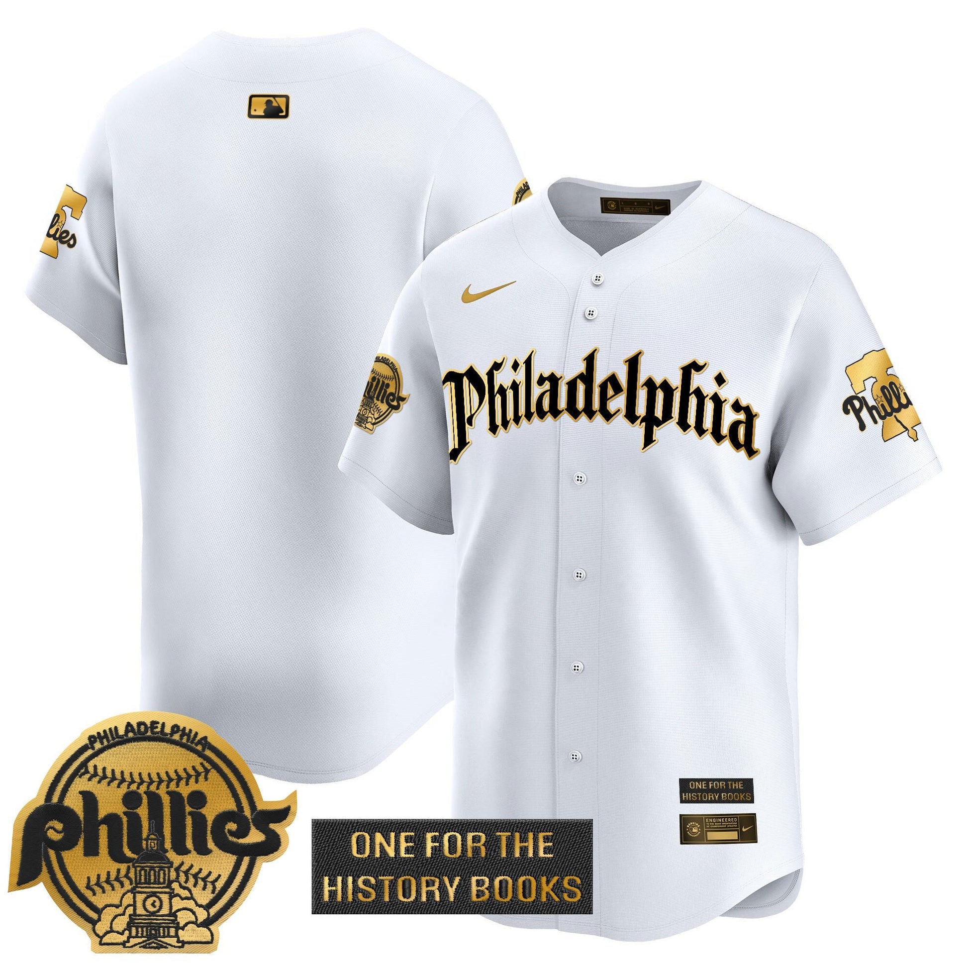 Phillies 'Retro Newspaper Edition' Gold Vapor Premier Limited Jersey - All Stitched