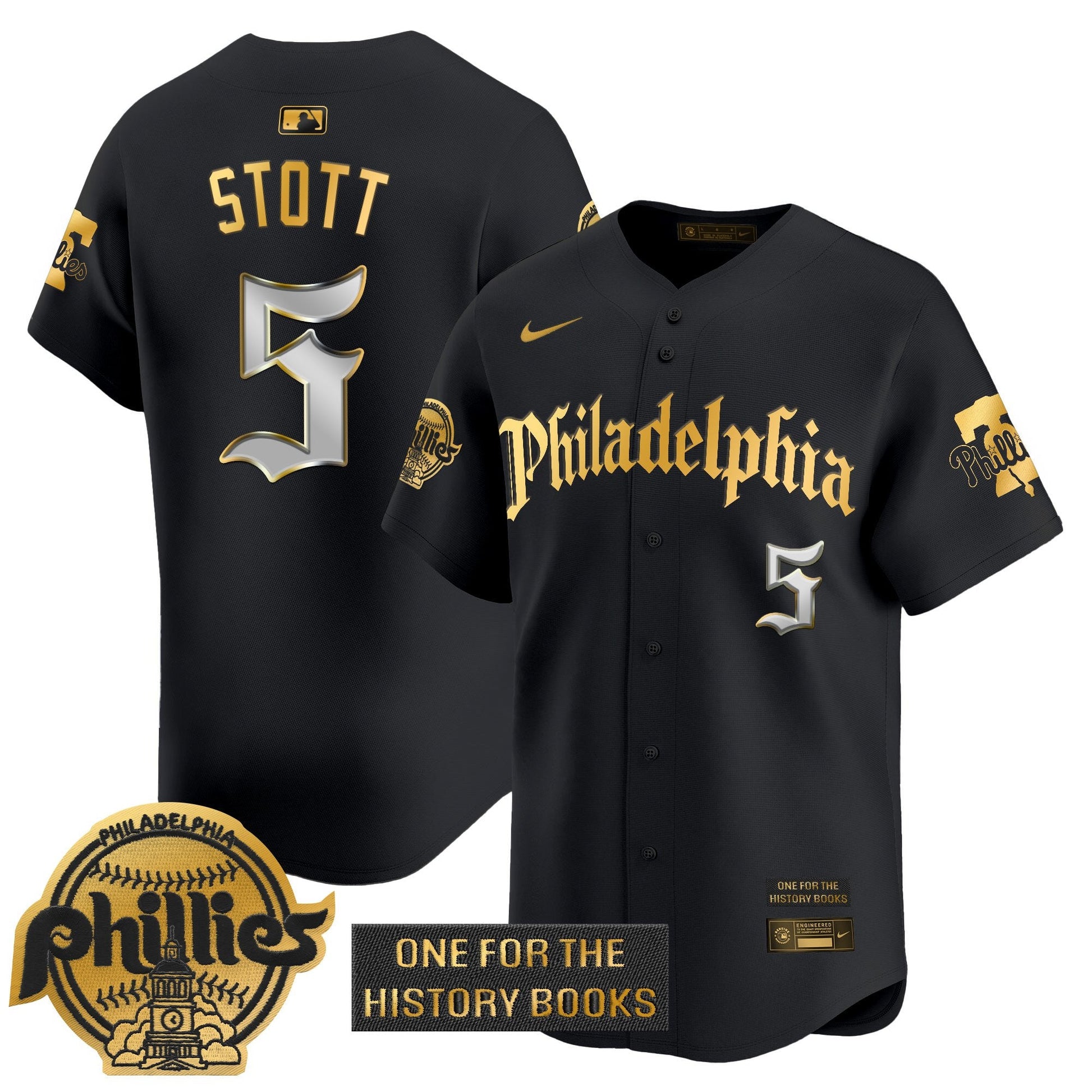 Phillies 'Retro Newspaper Edition' Gold Vapor Premier Limited Jersey - All Stitched