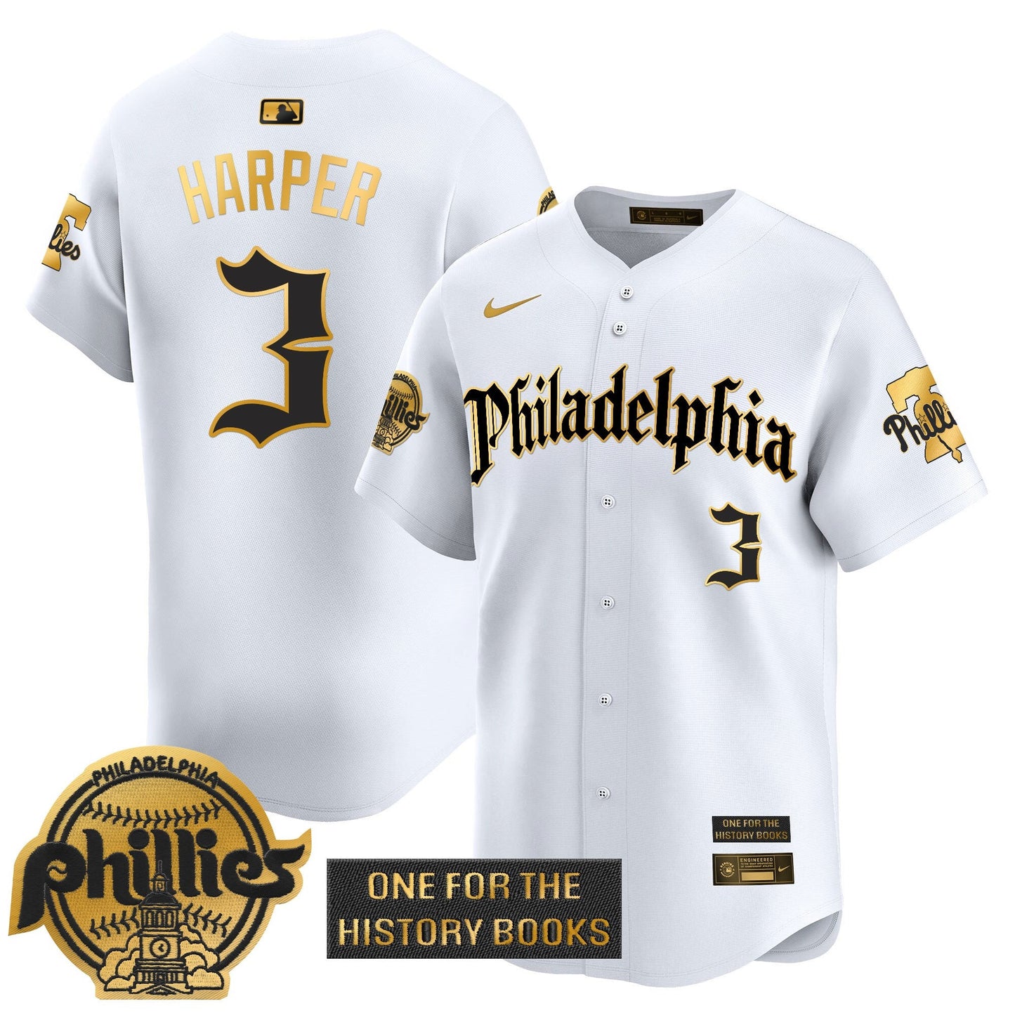 Phillies 'Retro Newspaper Edition' Gold Vapor Premier Limited Jersey - All Stitched