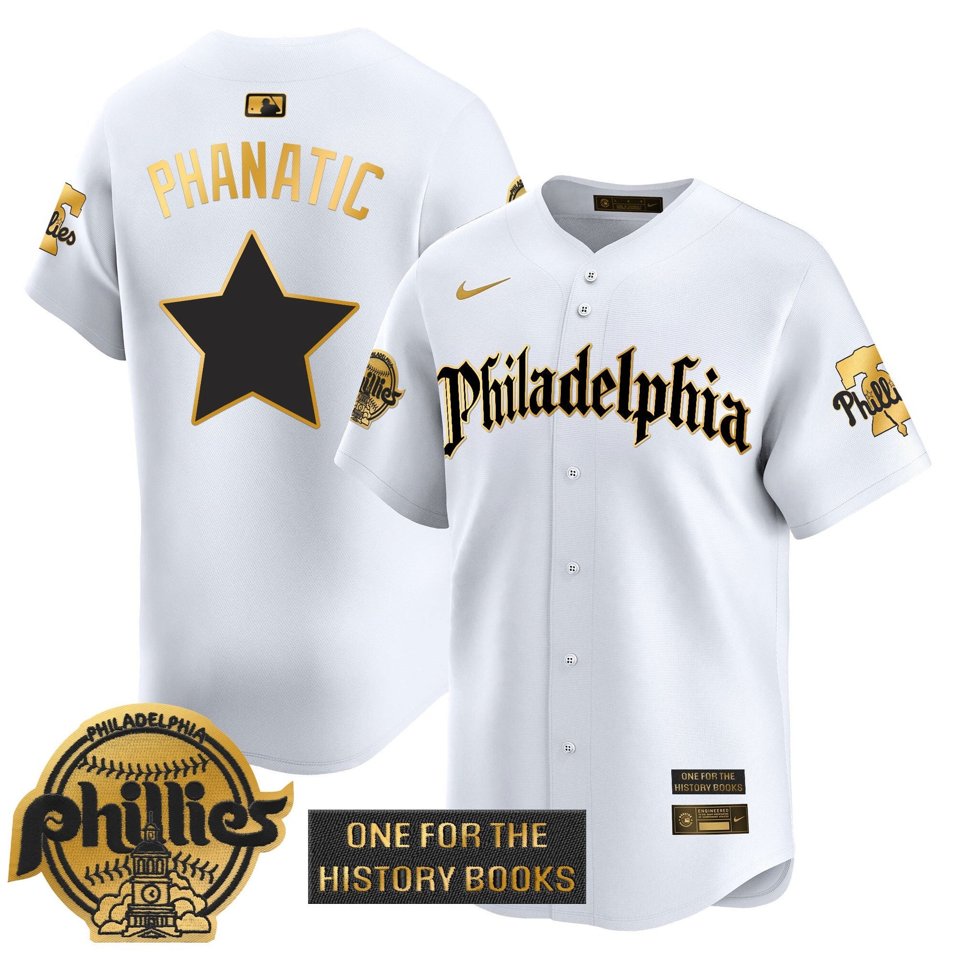 Phillies 'Retro Newspaper Edition' Gold Vapor Premier Limited Jersey - All Stitched