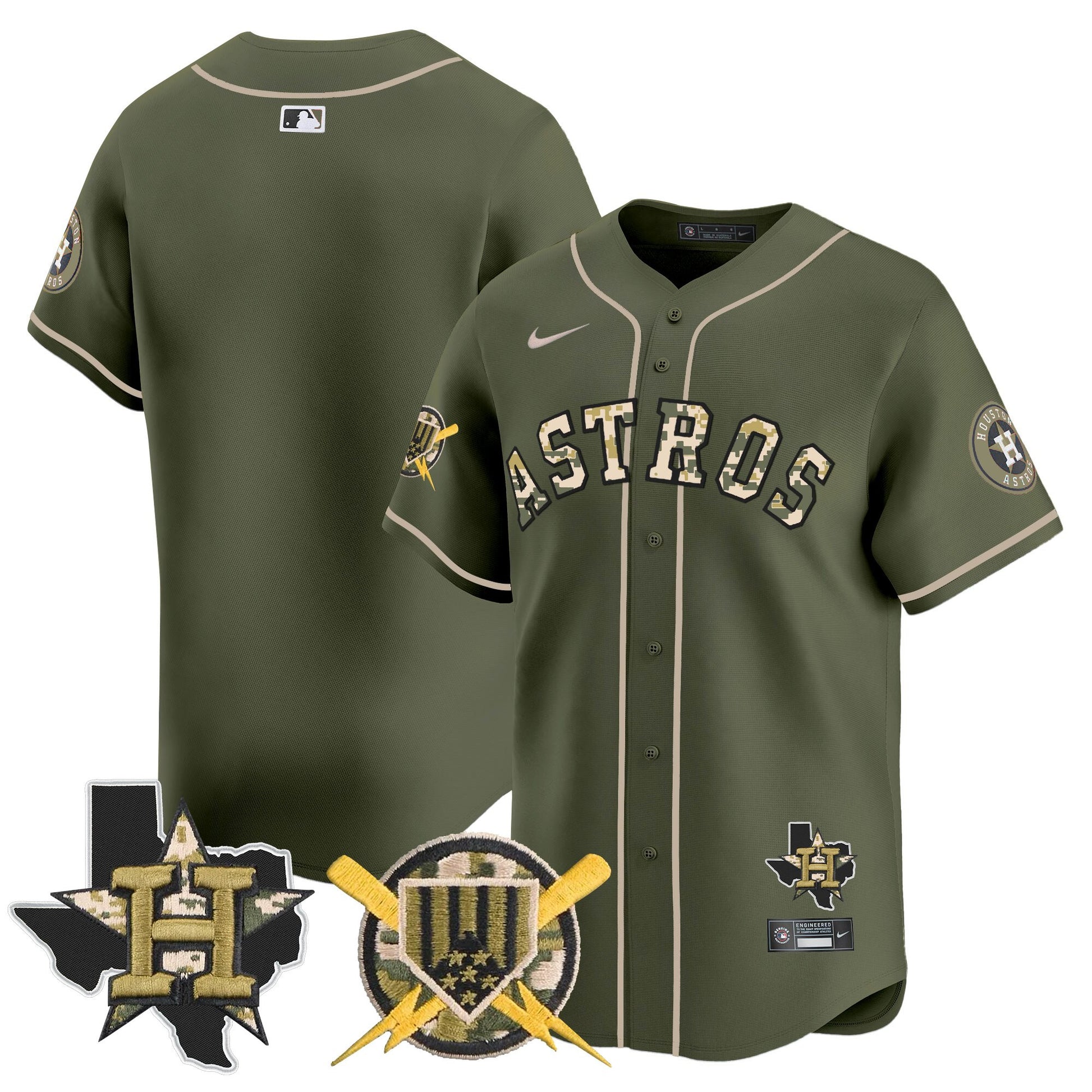 Men's Astros Armed Forces Day Vapor Premier Limited Jersey V2 - All Stitched