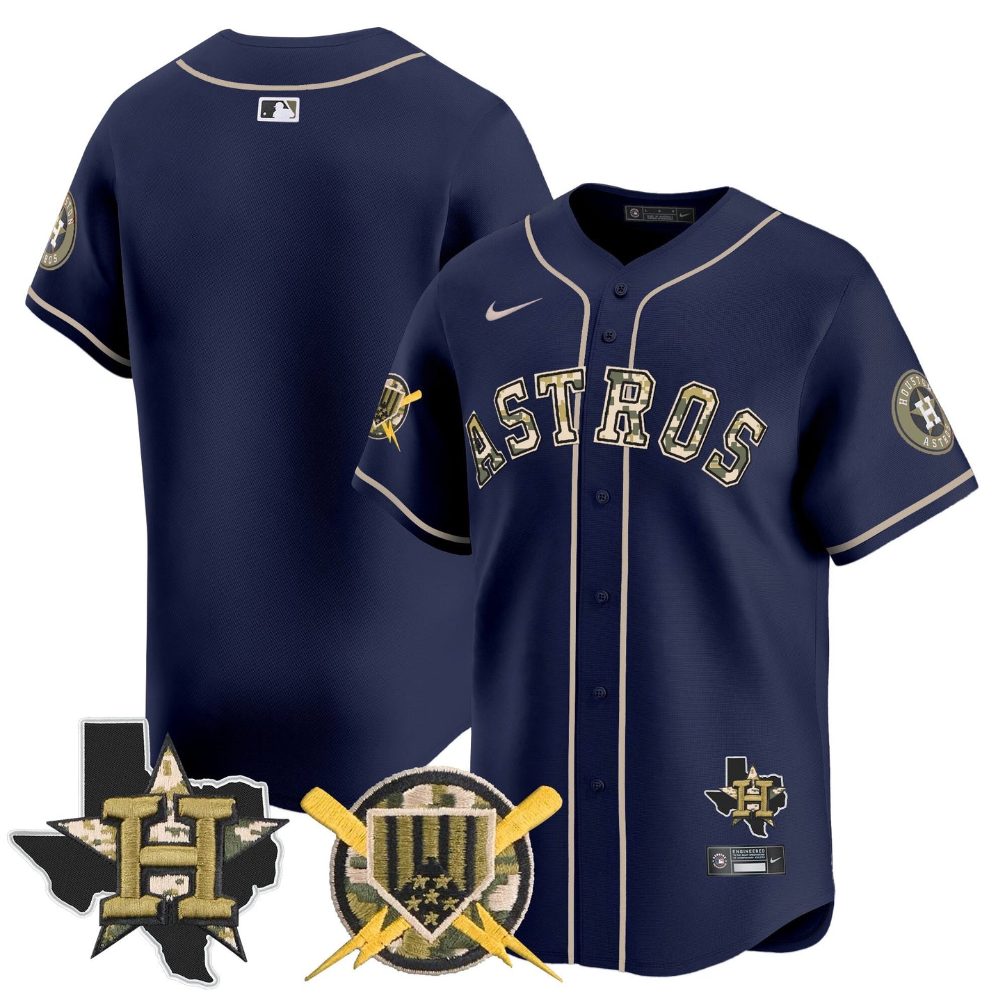 Men's Astros Armed Forces Day Vapor Premier Limited Jersey V2 - All Stitched