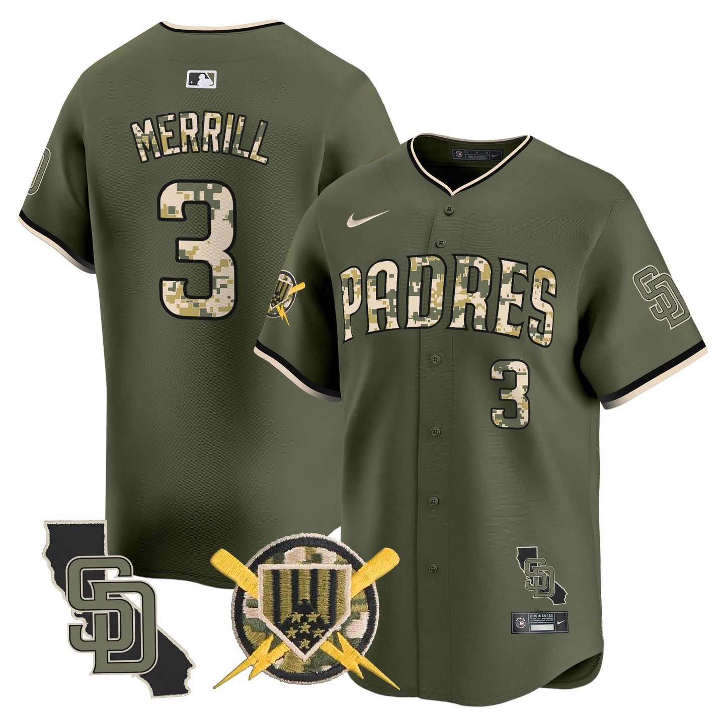 Men's Padres Armed Forces Day Vapor Premier Limited Jersey - All Stitched