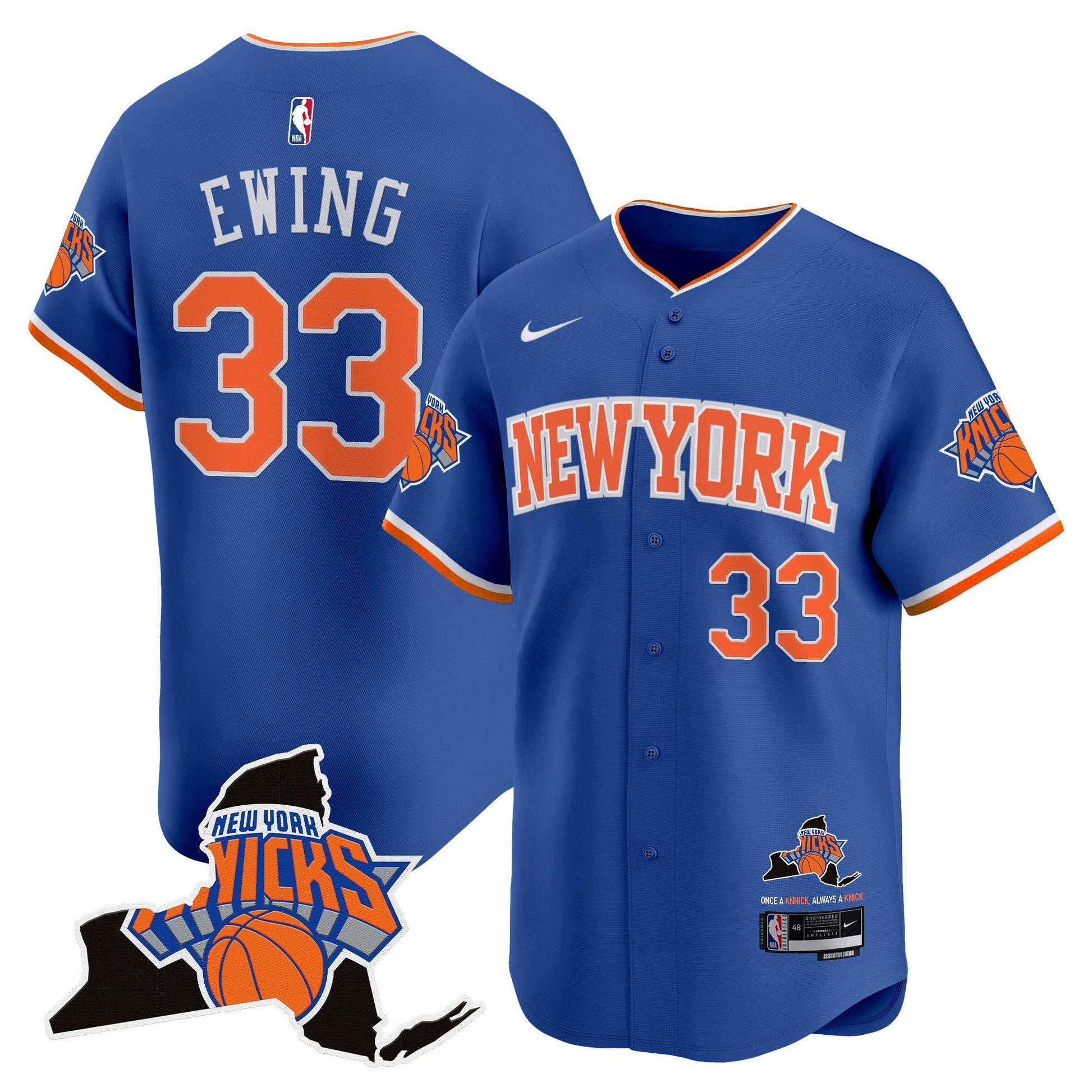 Men's New York Knicks Vapor Baseball Jersey - All Stitched