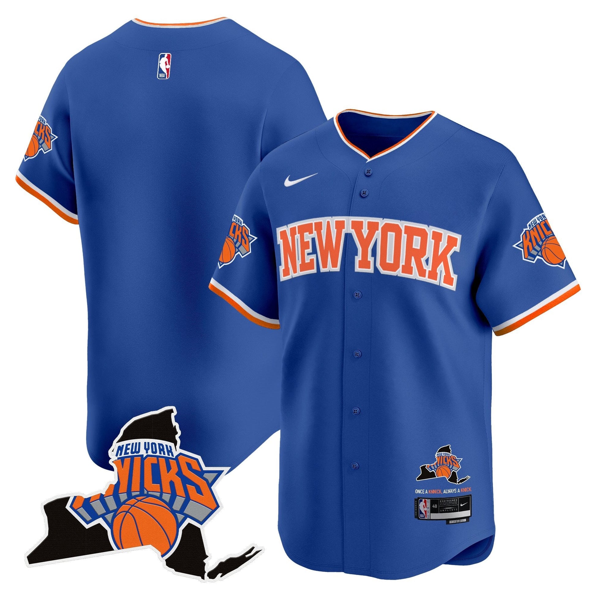 Men's New York Knicks Vapor Baseball Jersey - All Stitched