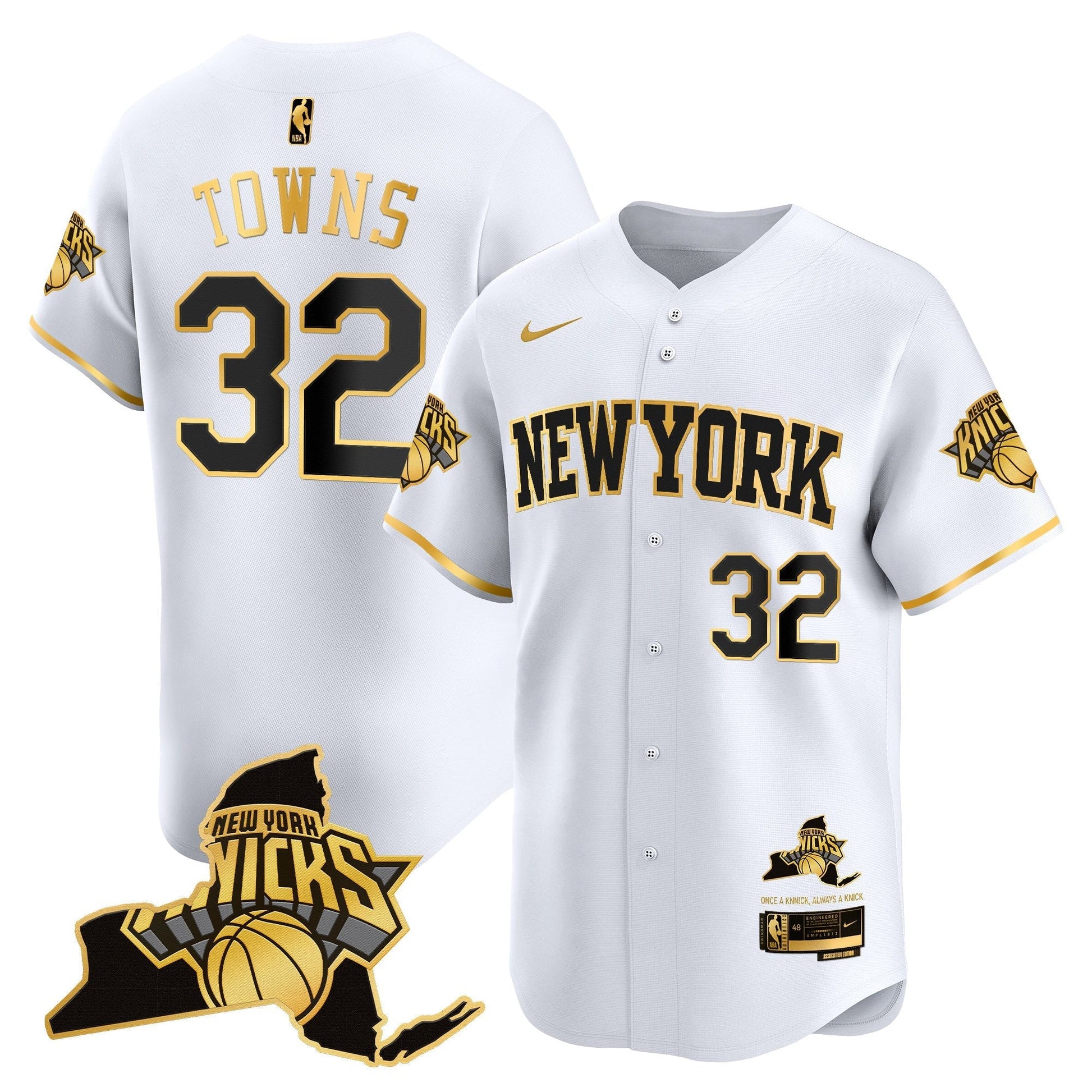 Men's New York Knicks Vapor Baseball Jersey - All Stitched