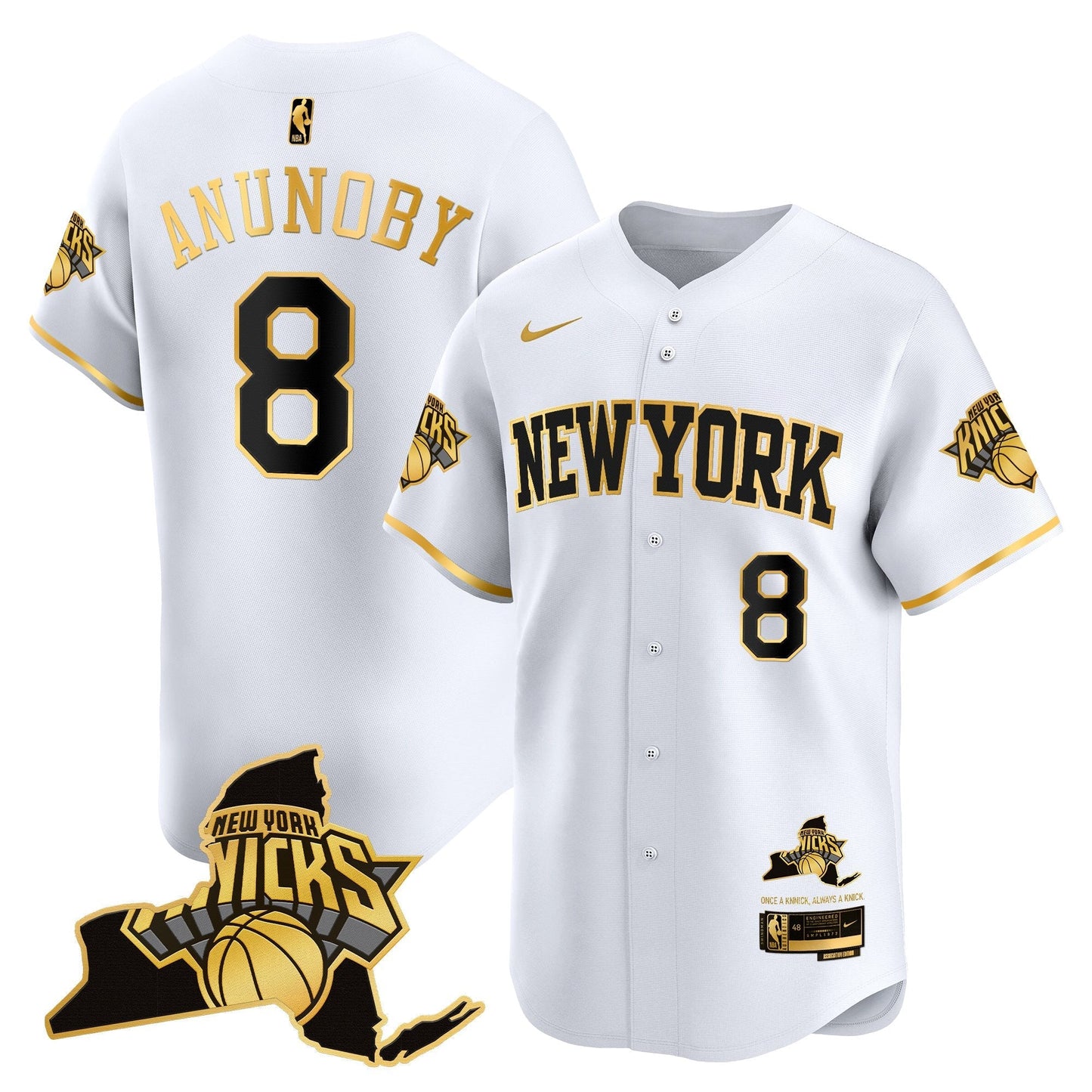 Men's New York Knicks Vapor Baseball Jersey - All Stitched