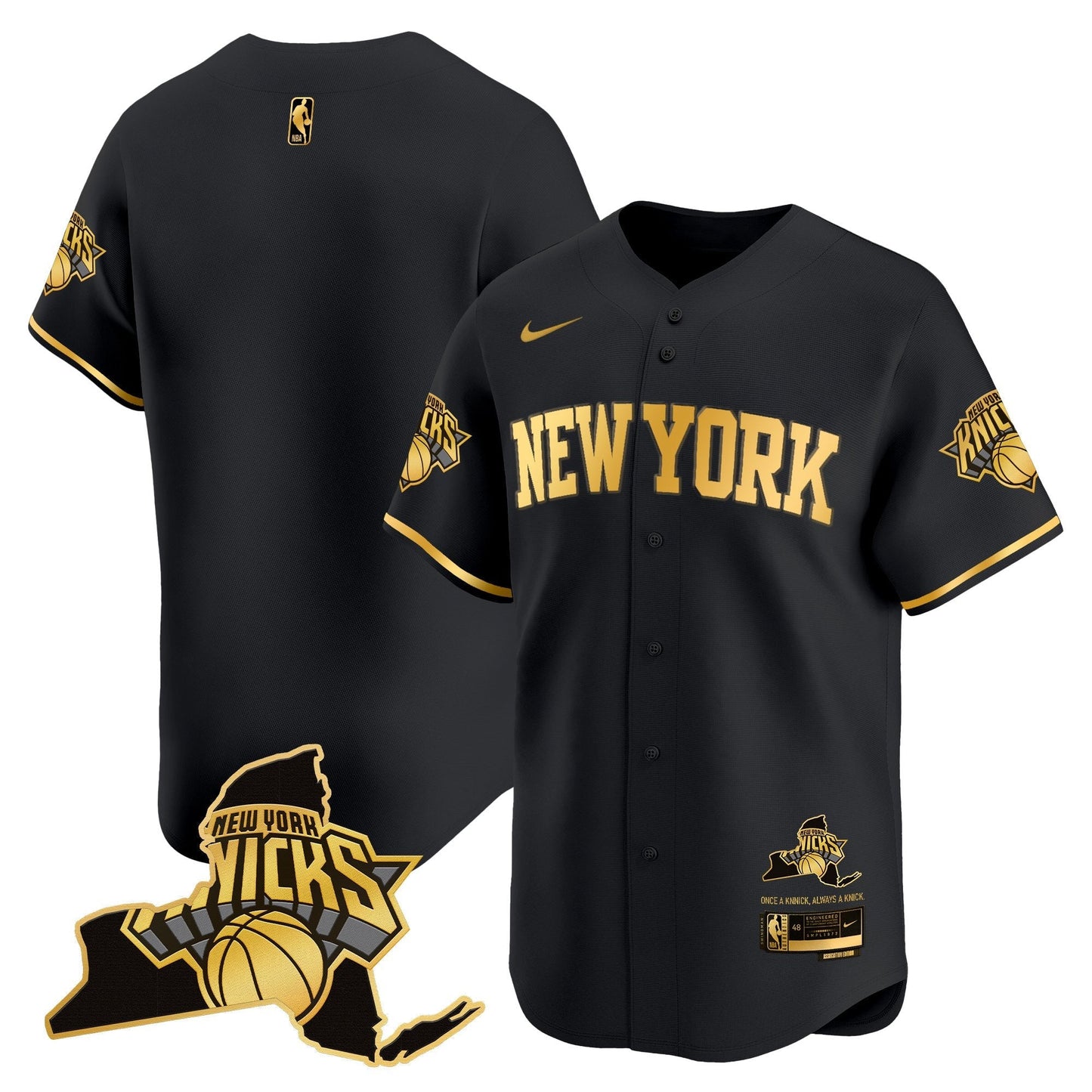 Men's New York Knicks Vapor Baseball Jersey - All Stitched