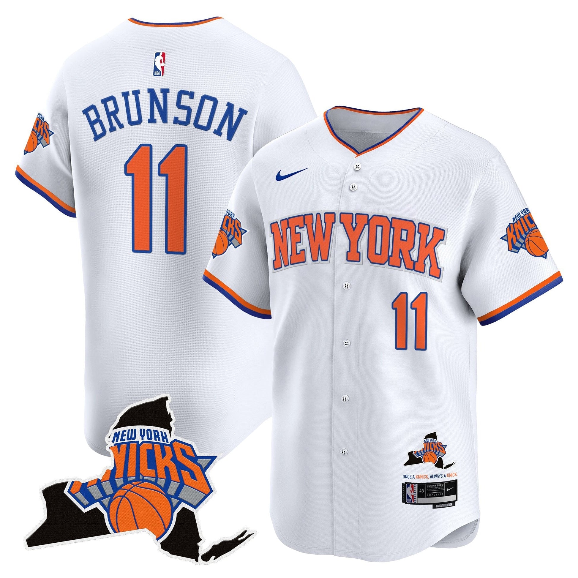 Men's New York Knicks Vapor Baseball Jersey - All Stitched