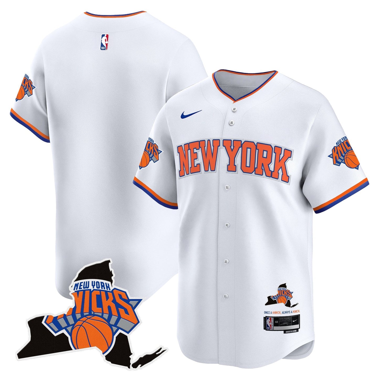 Men's New York Knicks Vapor Baseball Jersey - All Stitched