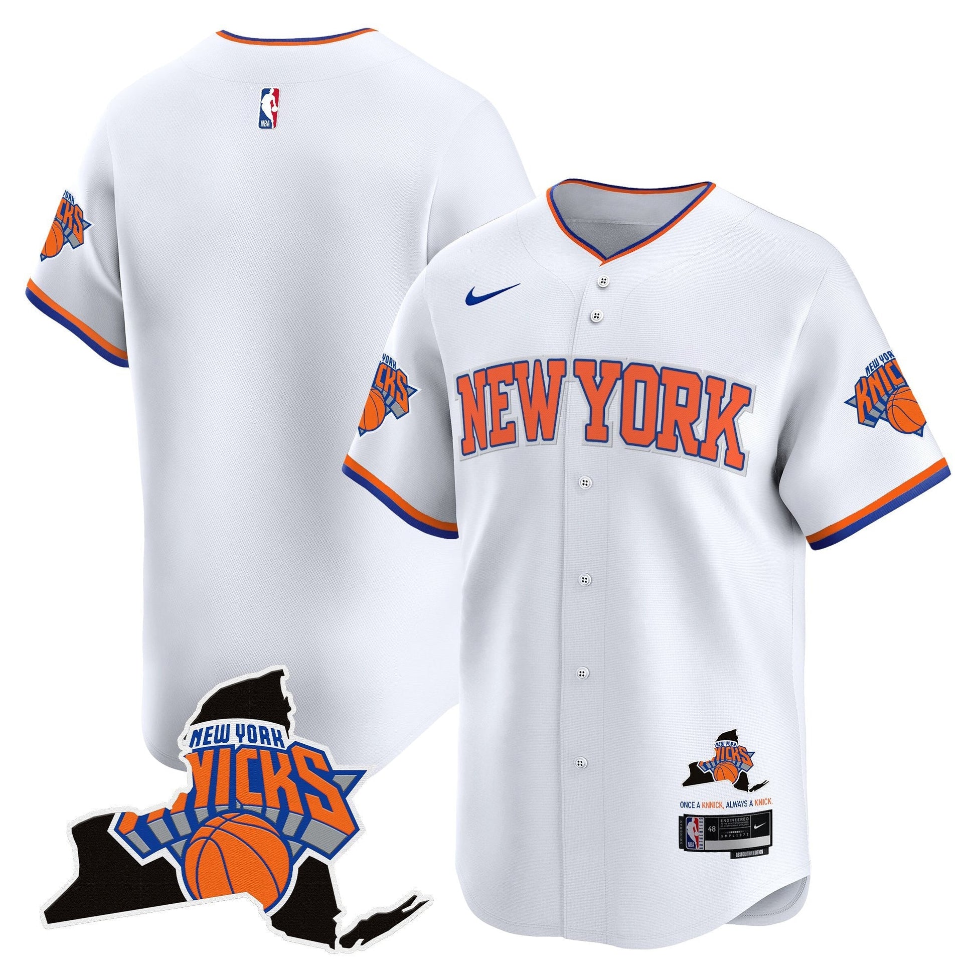 Men's New York Knicks Vapor Baseball Jersey - All Stitched