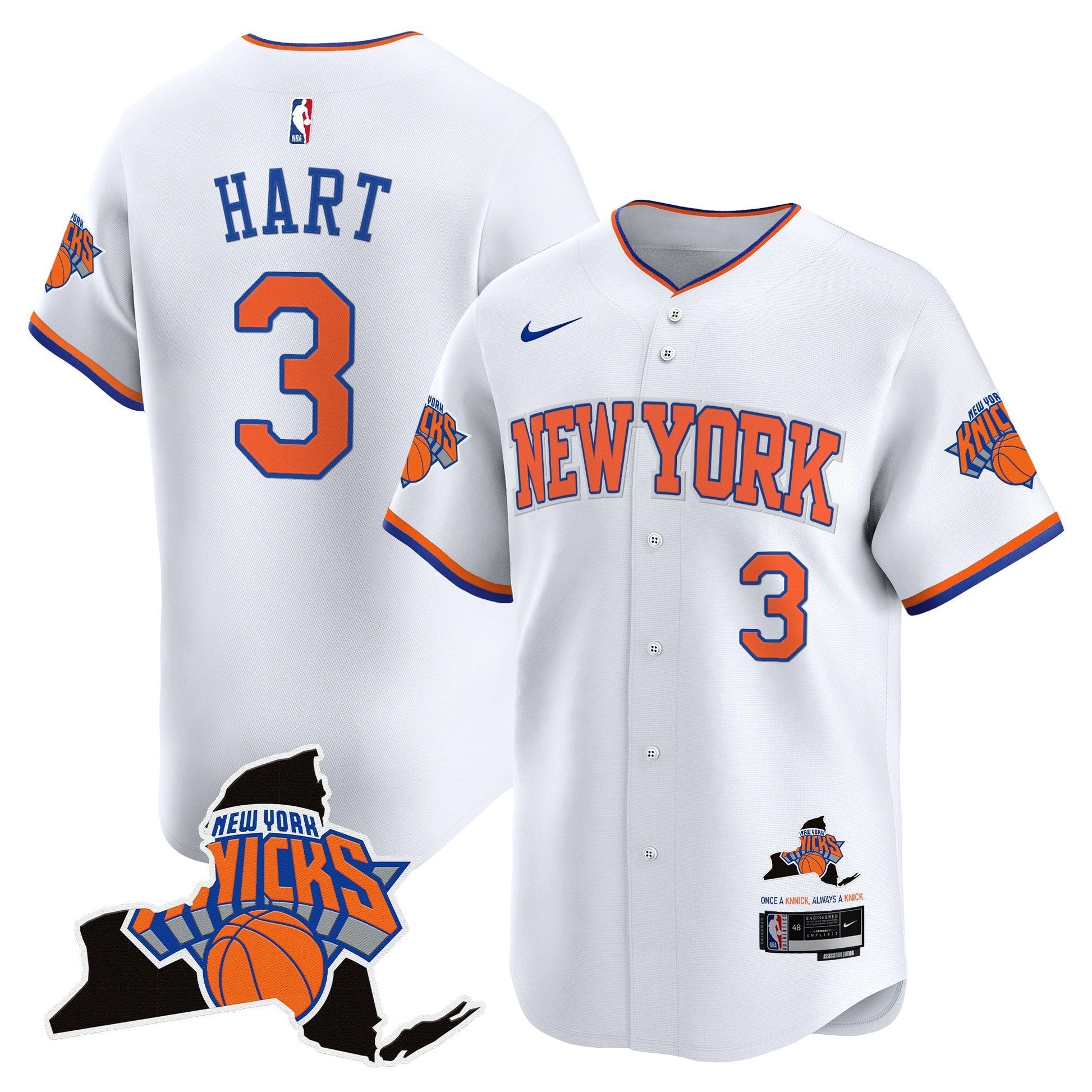 Men's New York Knicks Vapor Baseball Jersey - All Stitched