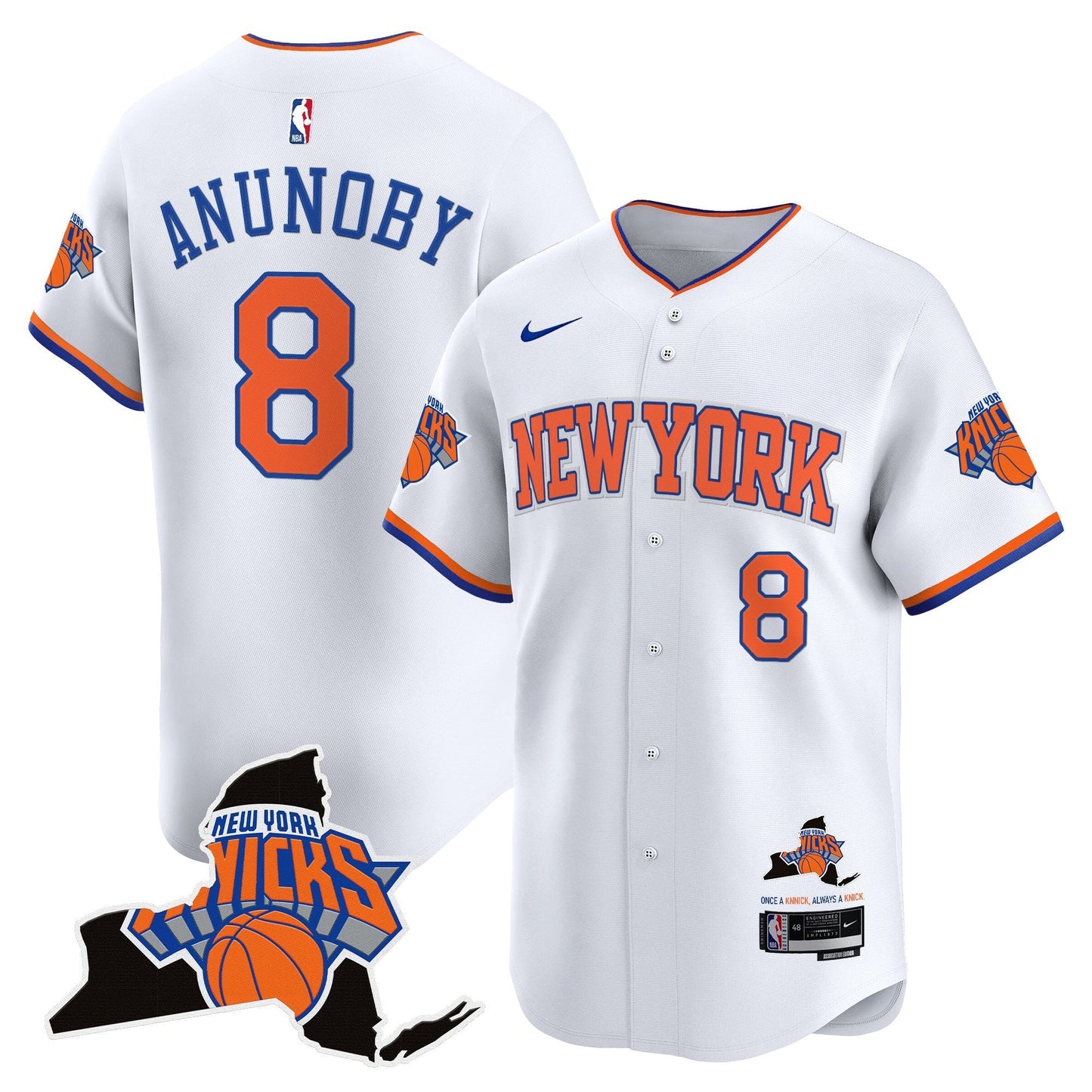 Men's New York Knicks Vapor Baseball Jersey - All Stitched