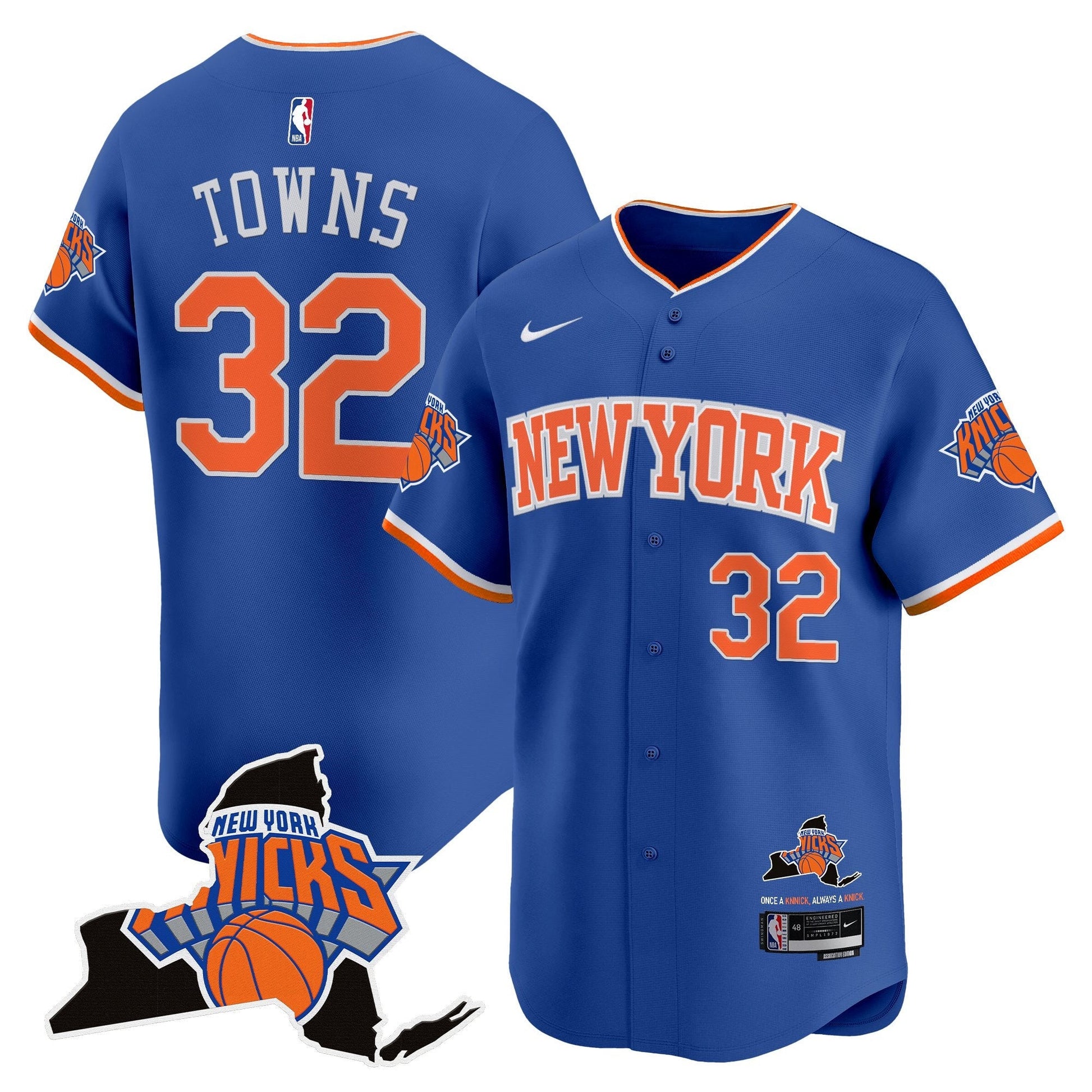 Men's New York Knicks Vapor Baseball Jersey - All Stitched