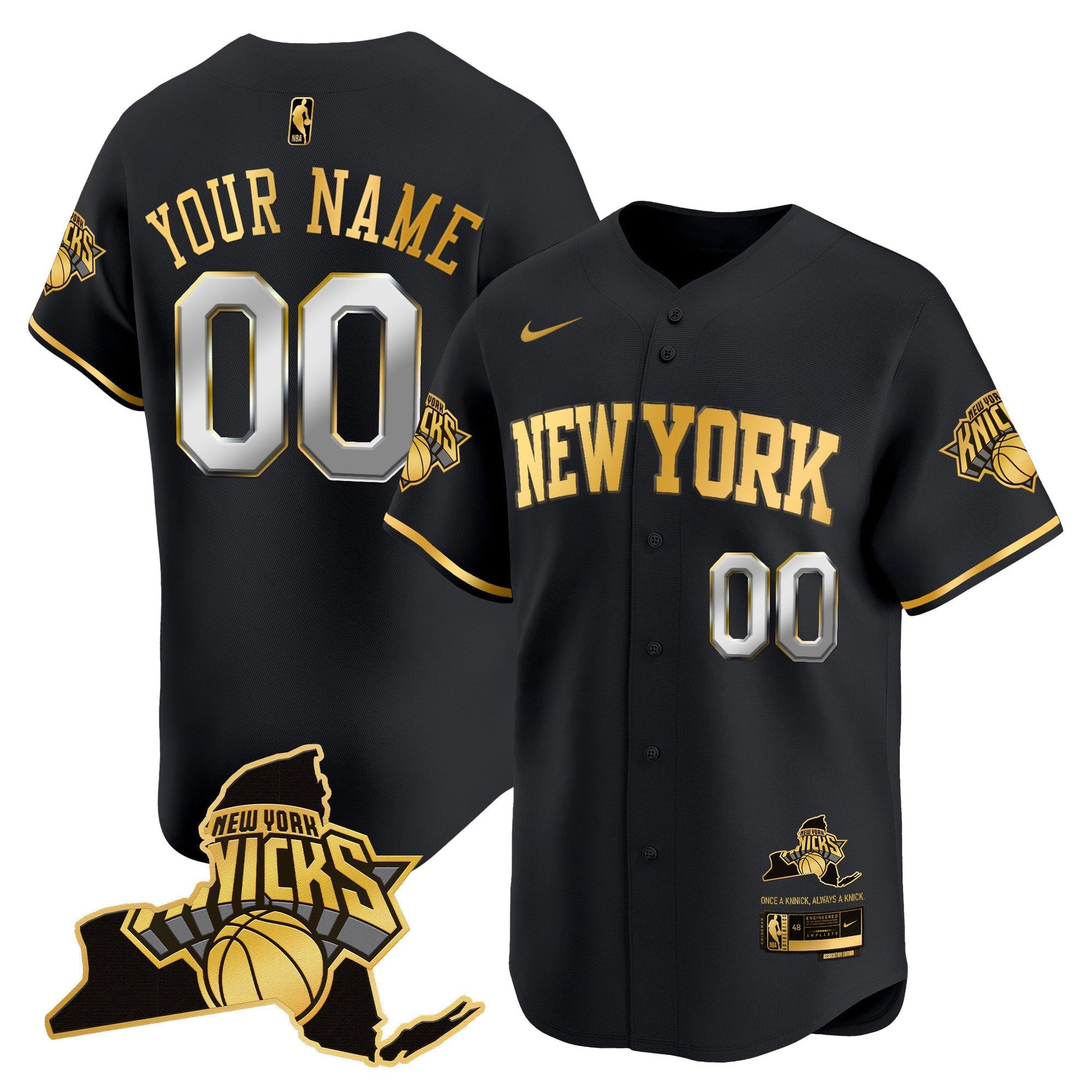 New York Knicks Vapor Baseball Custom Jersey - All Stitched