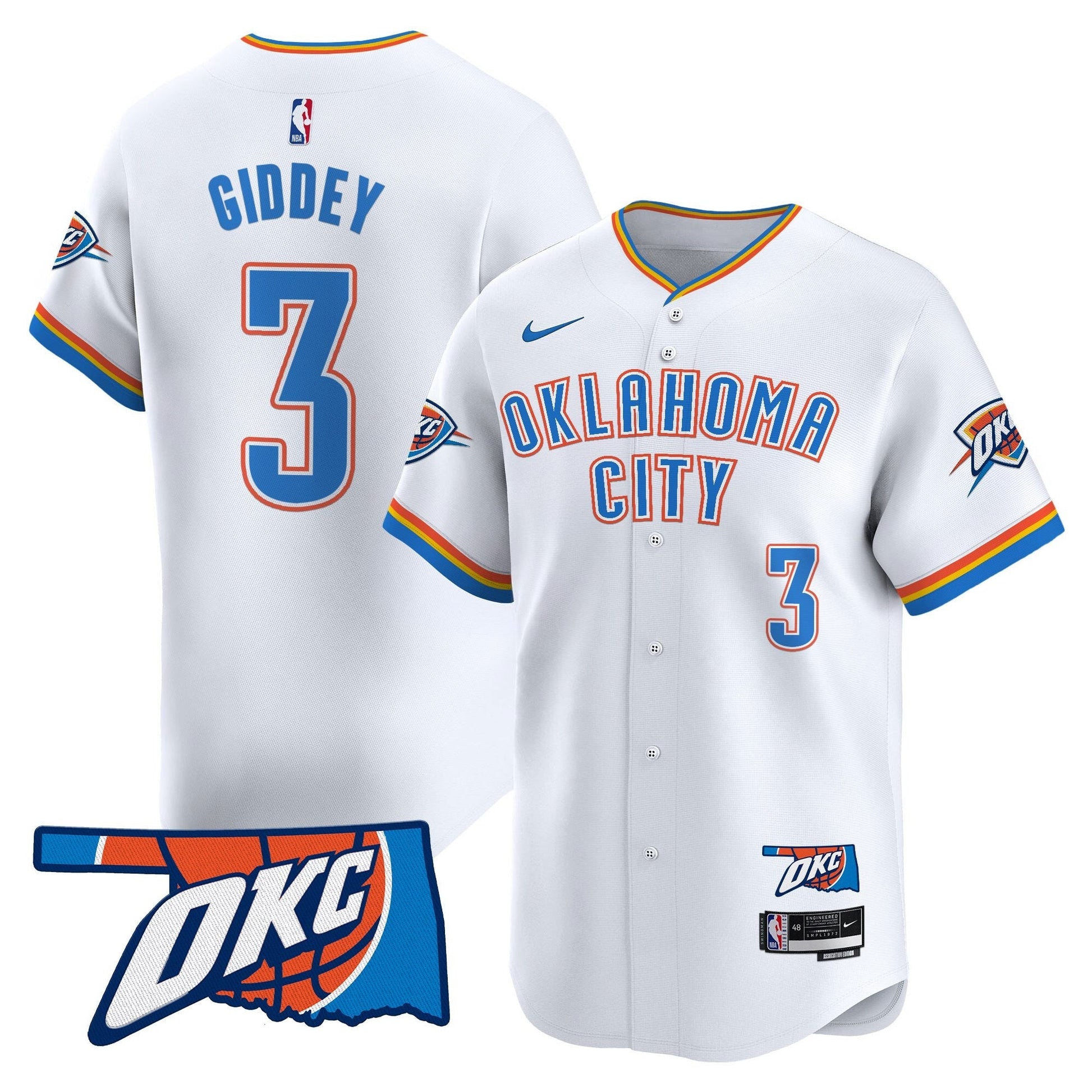Men's Oklahoma City Thunder Vapor Baseball Jersey - All Stitched
