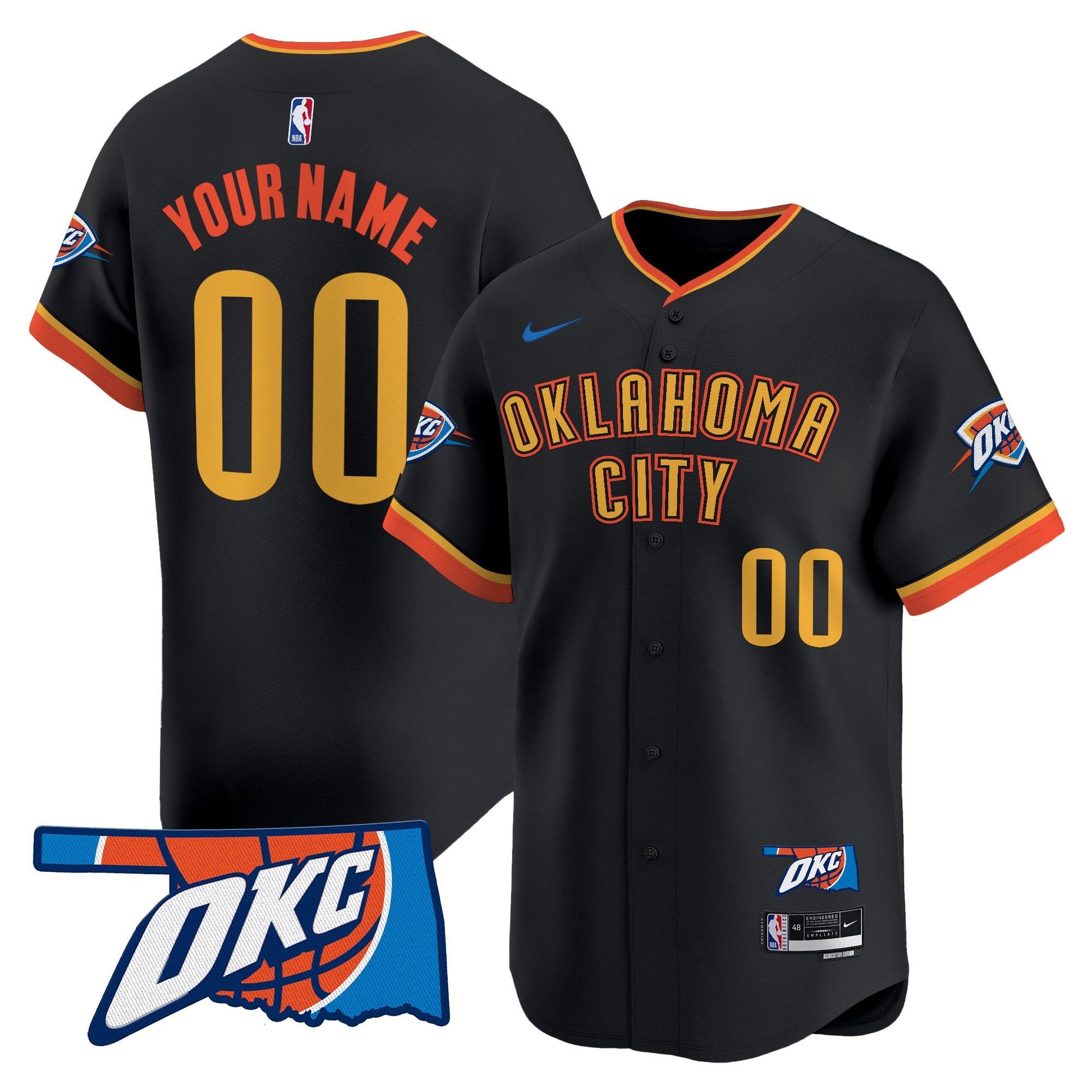 Oklahoma City Thunder Vapor Baseball Custom Jersey - All Stitched