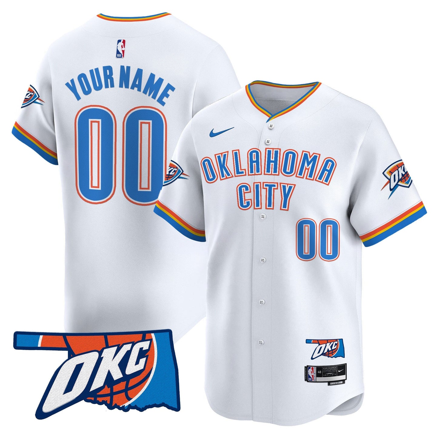 Oklahoma City Thunder Vapor Baseball Custom Jersey - All Stitched