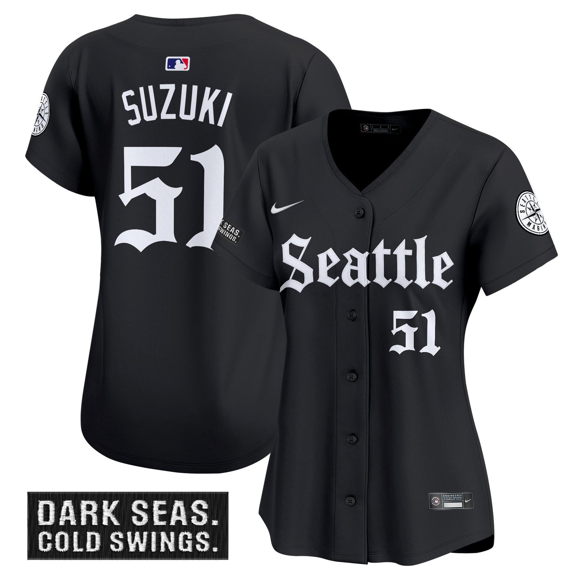 Women's Seattle Mariners 'Deep Sea Gothic Edition' Vapor Premier Limited Jersey - All Stitched