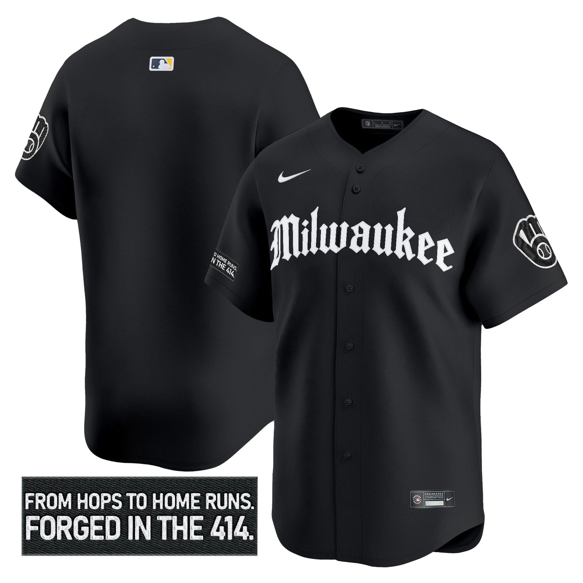 Men's Milwaukee Brewers 'Gothic 414 Shadows Edition' Vapor Premier Limited Jersey - All Stitched