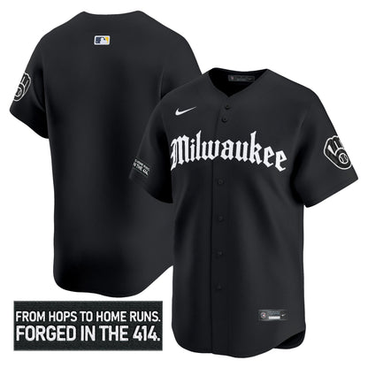 Men's Milwaukee Brewers 'Gothic 414 Shadows Edition' Vapor Premier Limited Jersey - All Stitched