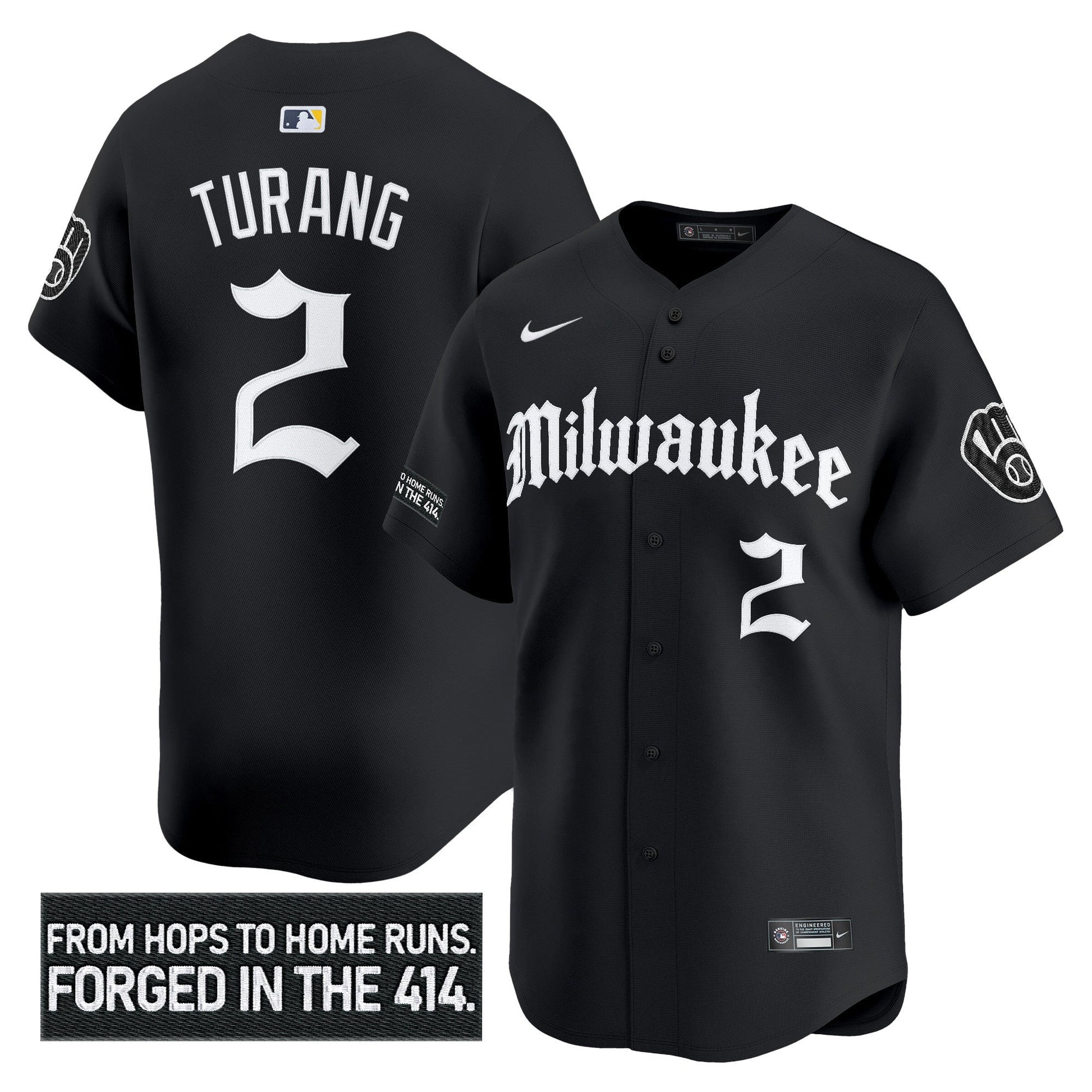 Men's Milwaukee Brewers 'Gothic 414 Shadows Edition' Vapor Premier Limited Jersey - All Stitched