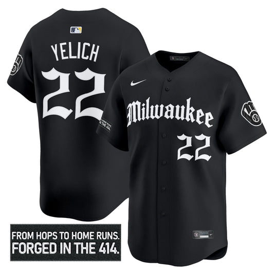 Men's Milwaukee Brewers 'Gothic 414 Shadows Edition' Vapor Premier Limited Jersey - All Stitched